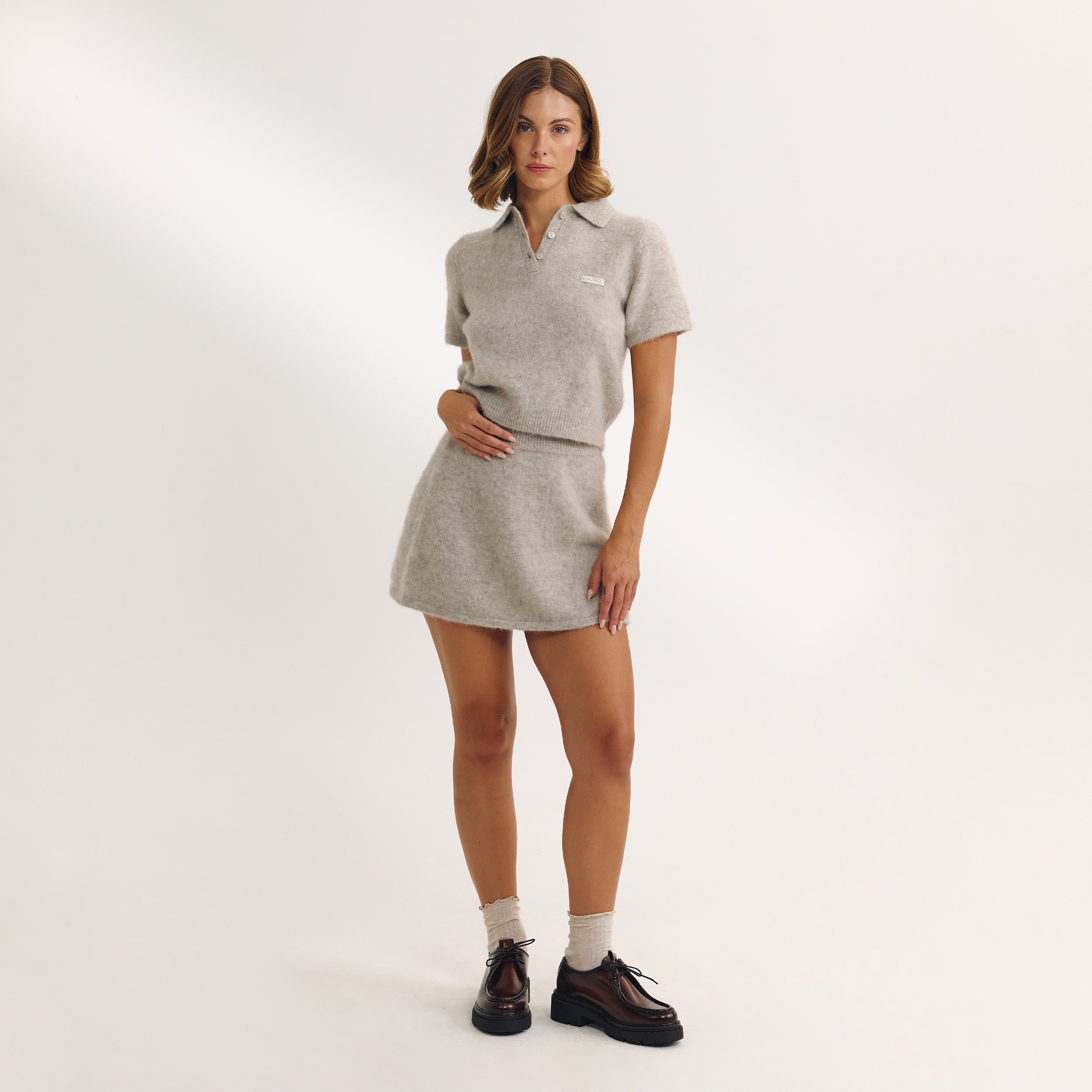 Stickad Minikjol - Minkfärgad