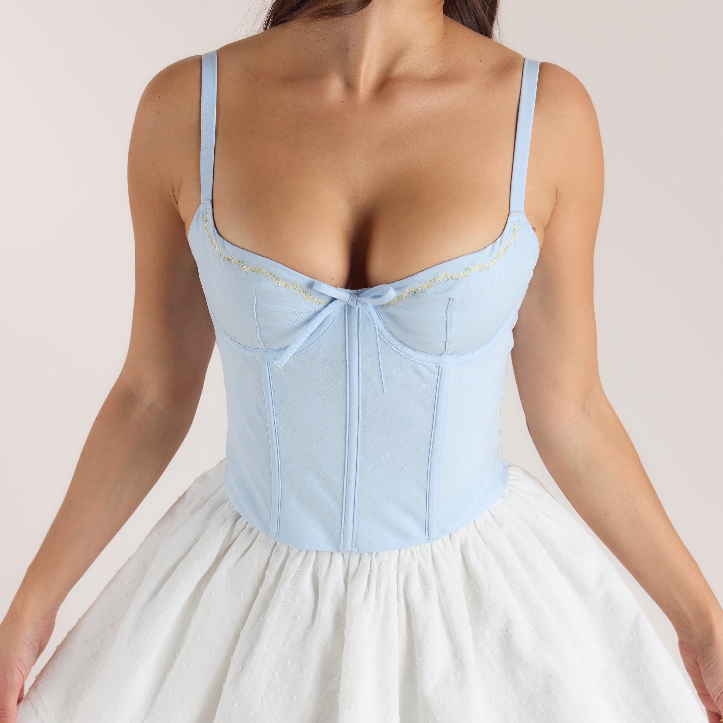 Broderad Korsettop - Blå