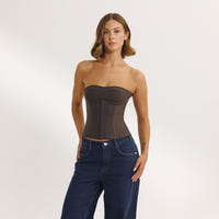 Bandeau Corset Top - Mörkbrun