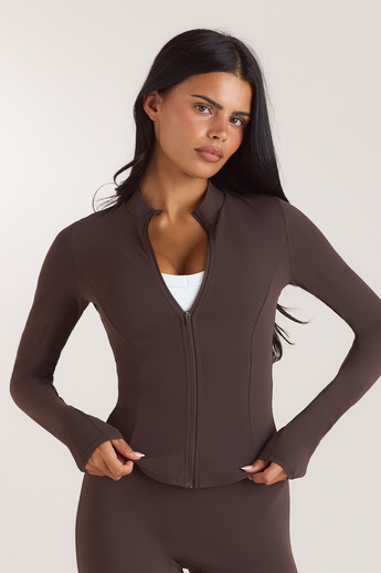 ContourSoft™ Cinch Jacka med dragkedja - Mörk Choklad