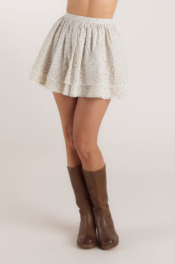 Tvålagerskjol - Blommig Krämfärg