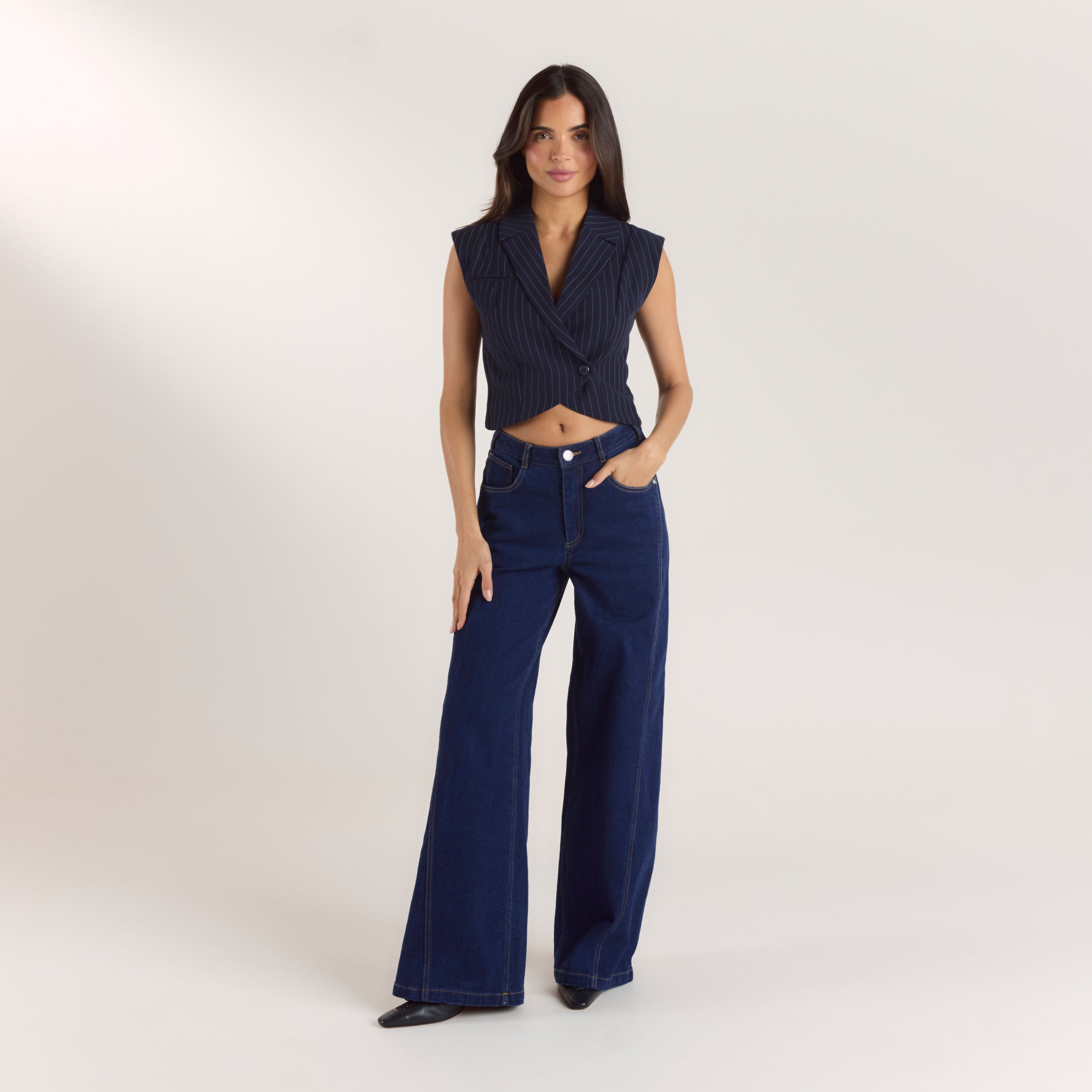 Crossover-väst - Marinblå Randig alternate