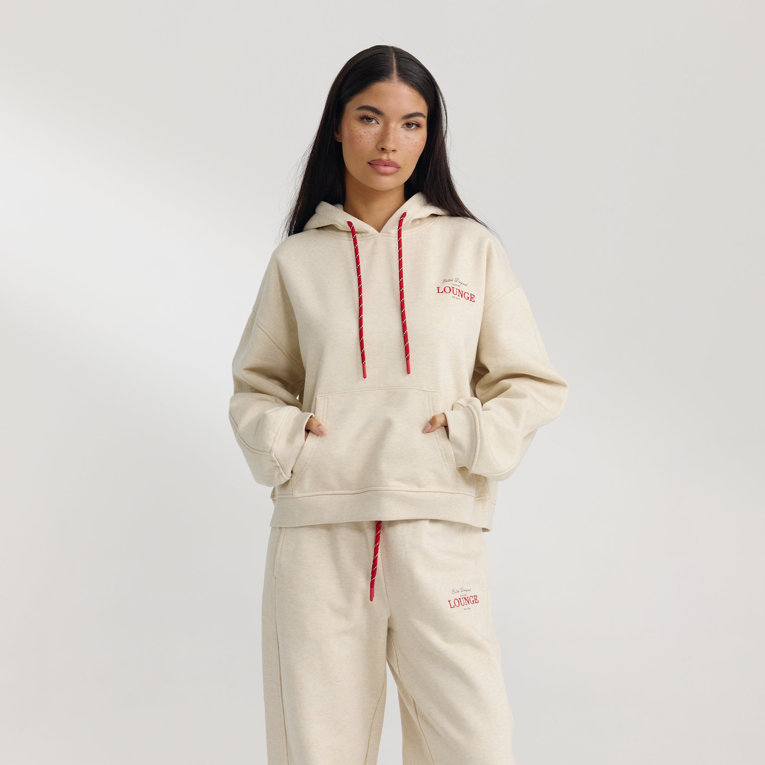 Oversized Huvtröja - Havrefärgad Marl alternate