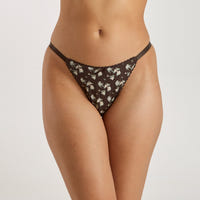Strappy Pointelle Brazilian Trosor - Brun Blommönster