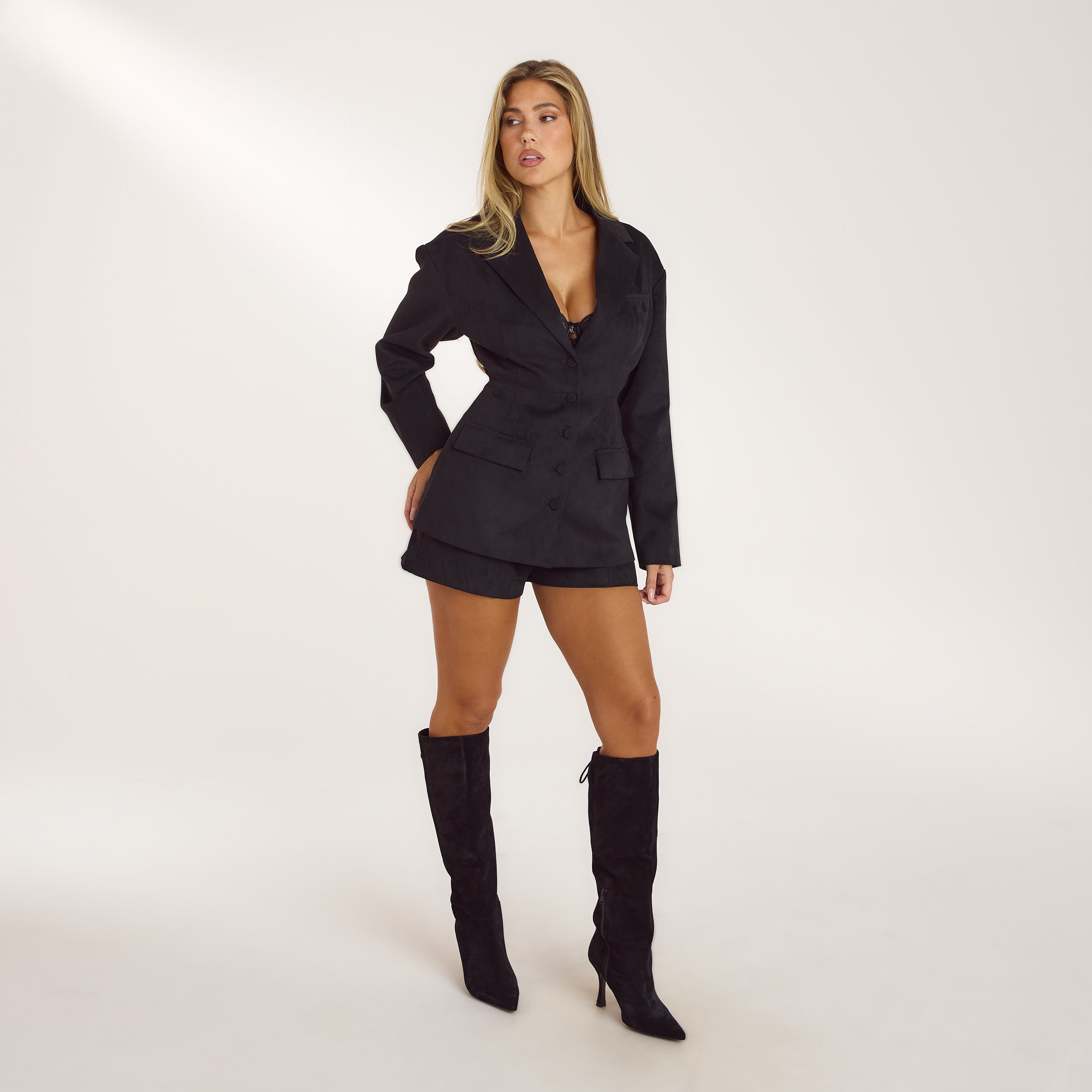 Suedette Blazer | Suedette Blazer - Svart