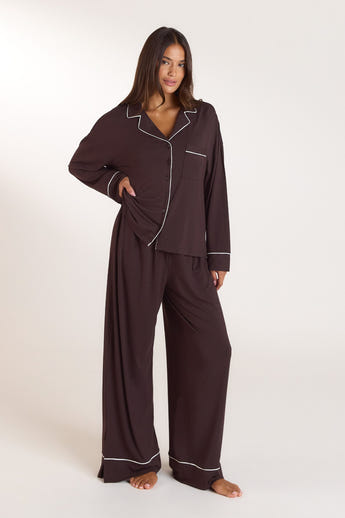 Modal Pyjamasskjorta - Mörk Choklad alternate
