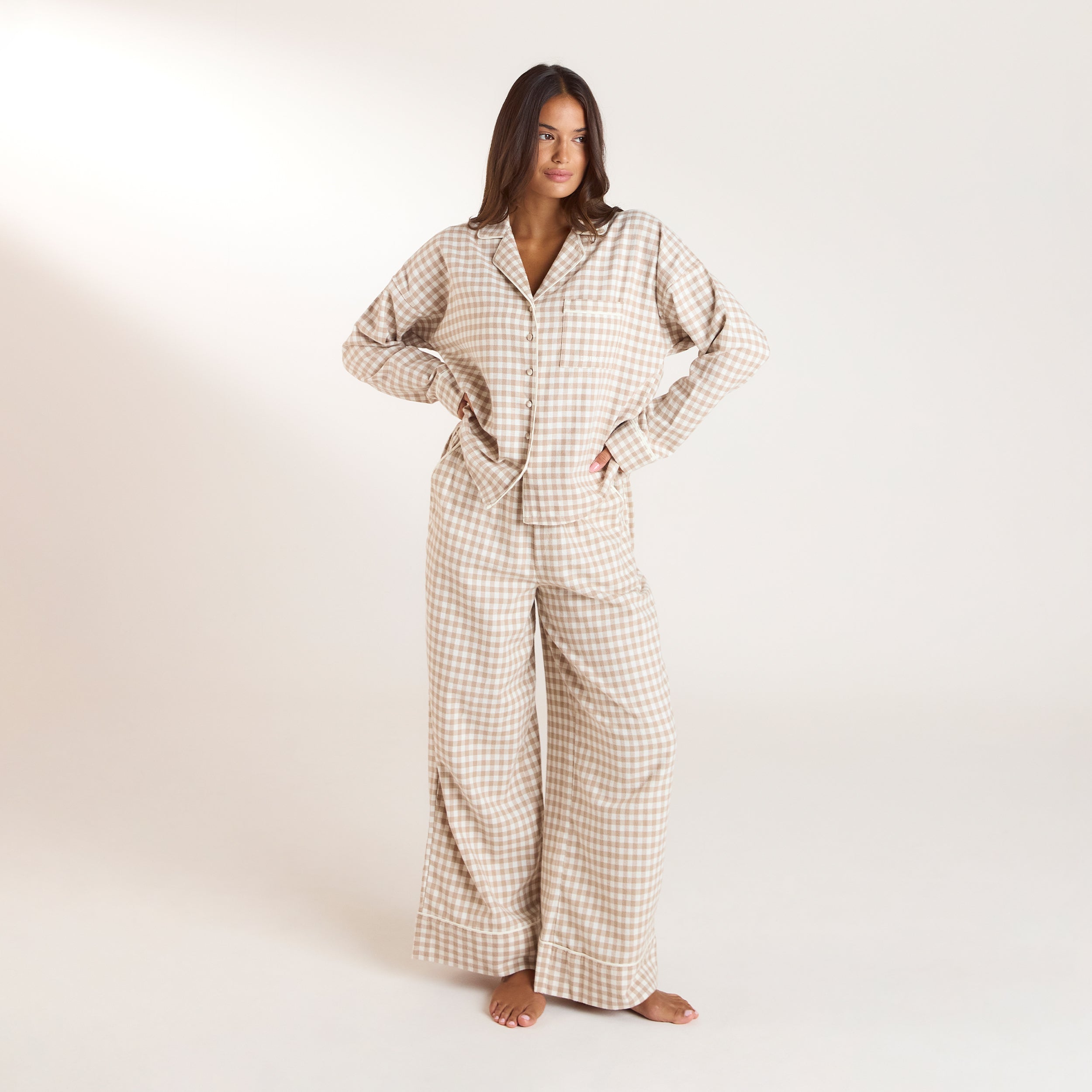 Gingham Pyjamabyxor - Beige alternate