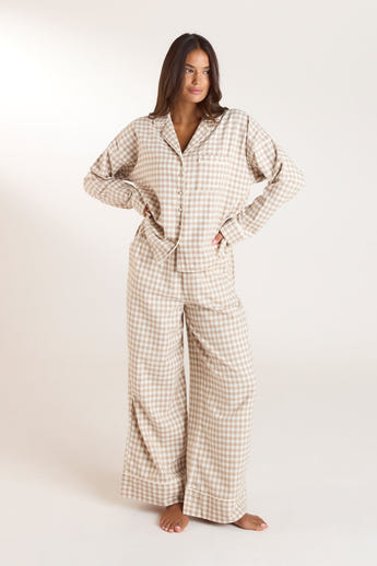 Gingham Pyjamabyxor - Beige alternate