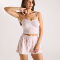 Pointelle Cami Pyjamatopp - Blommig Rosa