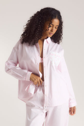 Bloom & Stripe Pyjamasskjorta - Rosa