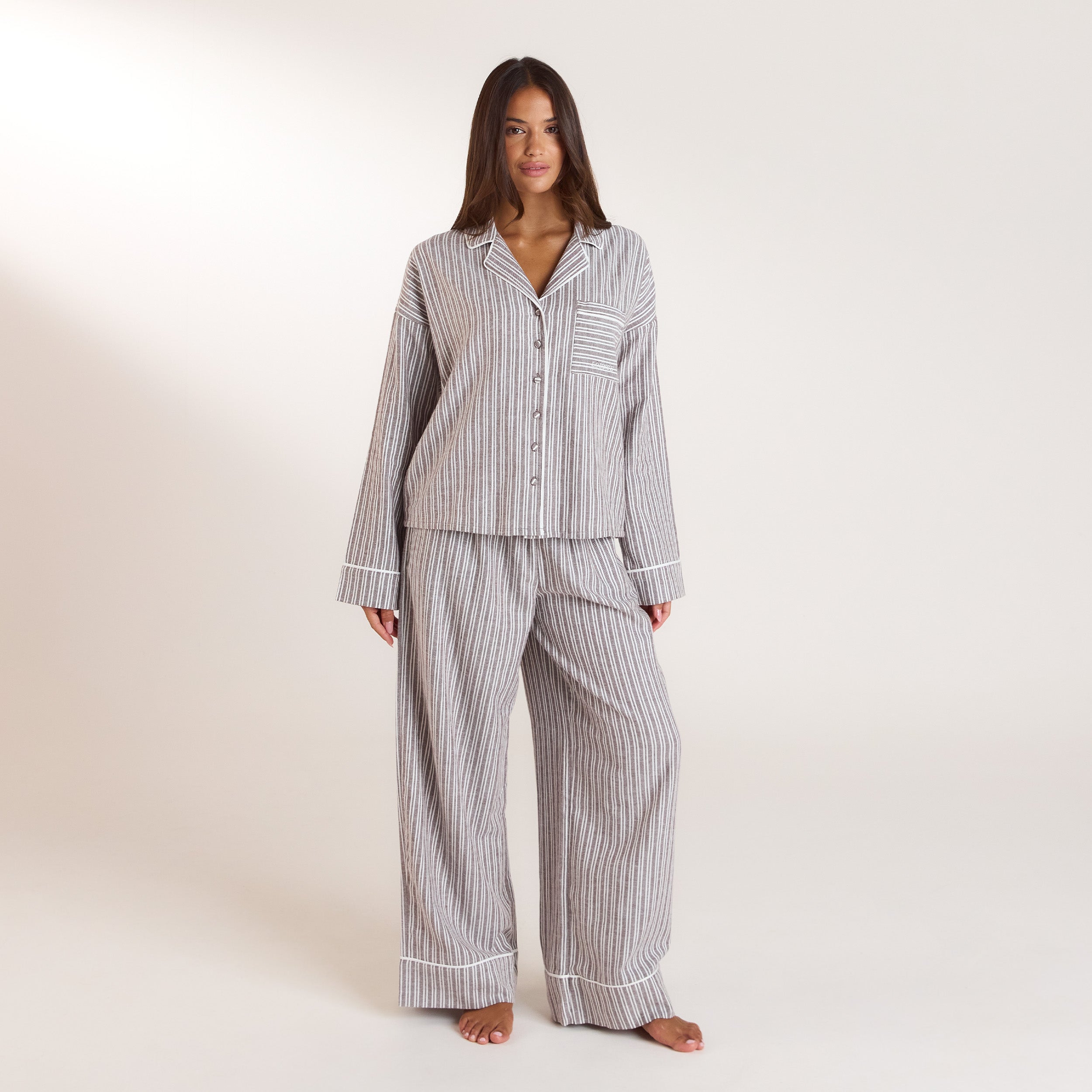 Stripe Pyjamabyxor - Choklad alternate