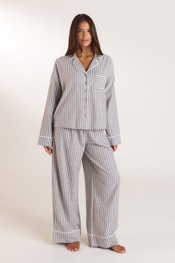 Stripe Pyjamabyxor - Choklad alternate