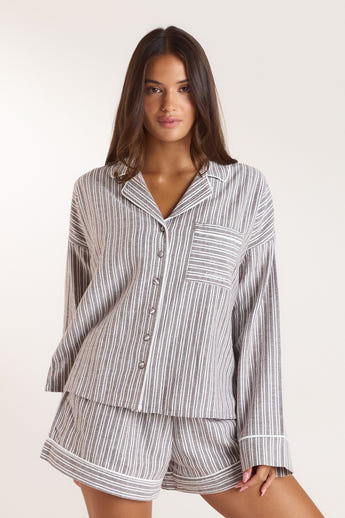 Stripe Pyjamasskjorta - Choklad