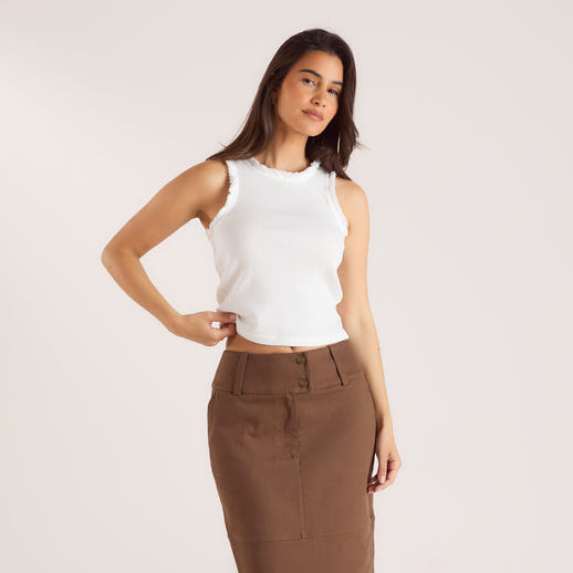 Tank Top med Fransar - Vit