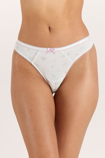 Rosie Stringtrosor - Blommig Vit