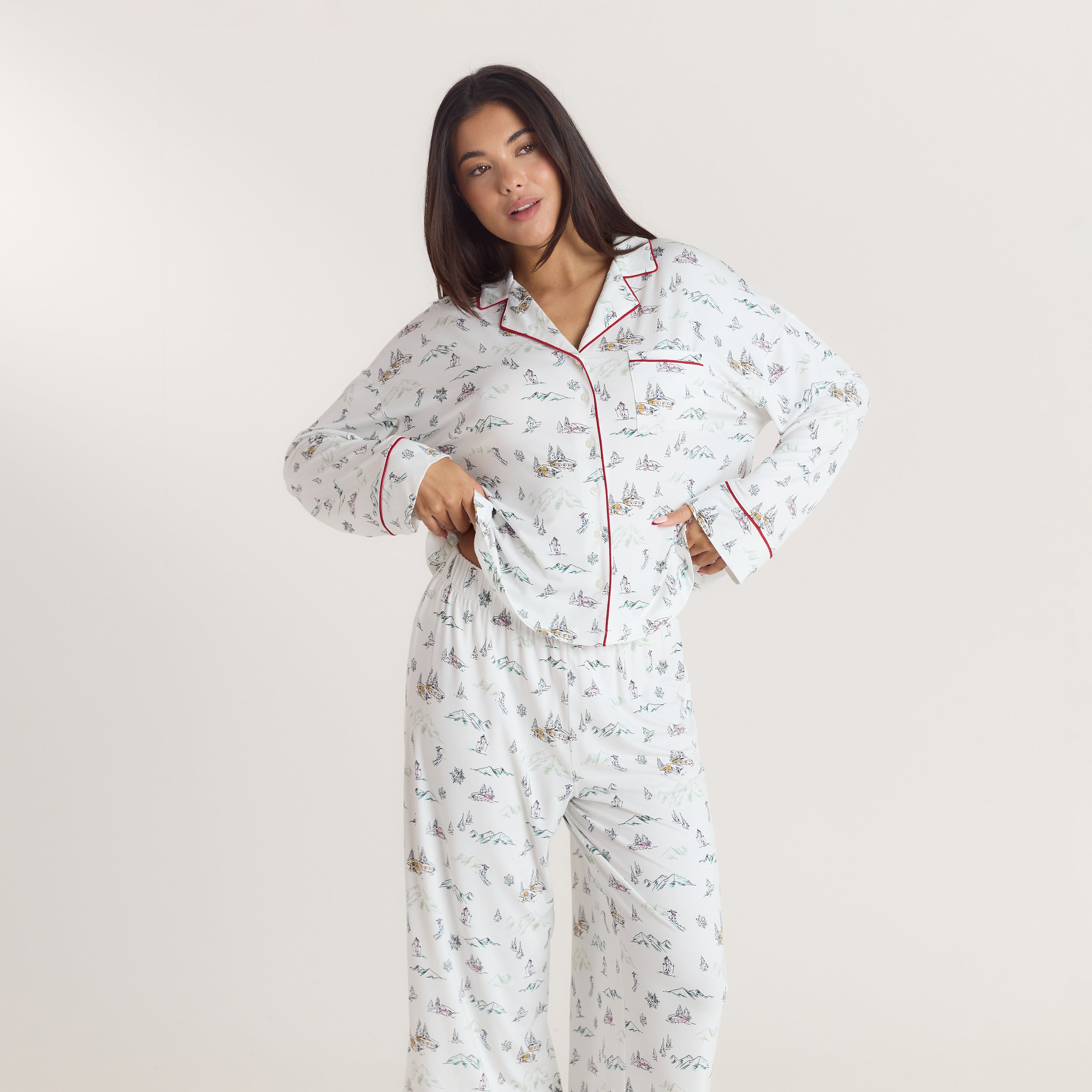 Alpine Dreams Pyjamaskjorta - Skidtryck alternate