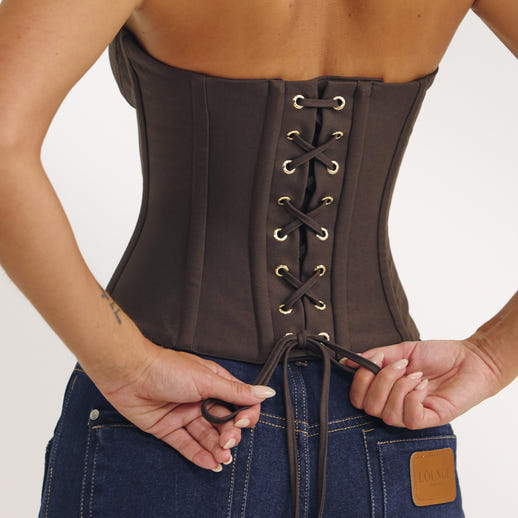 Bandeau Corset Top - Mörkbrun alternate