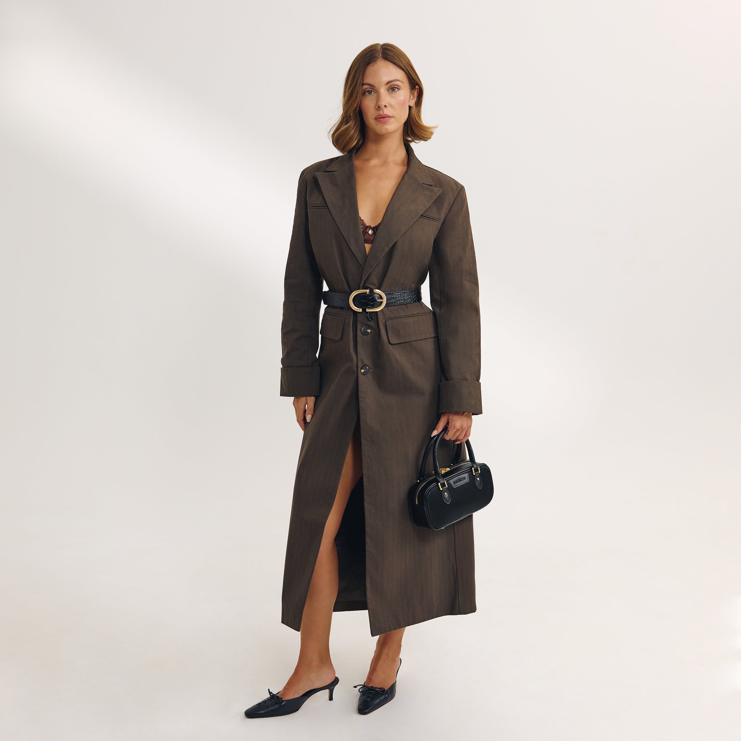 Oversized Longline Blazer | Oversized Longline Blazer - Mörkbrun