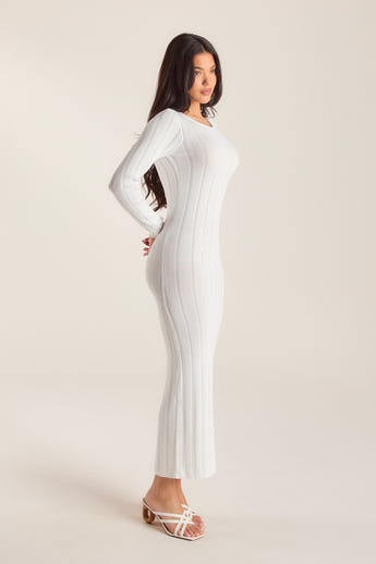 Stickad Maxiklänning - Naturvit alternate