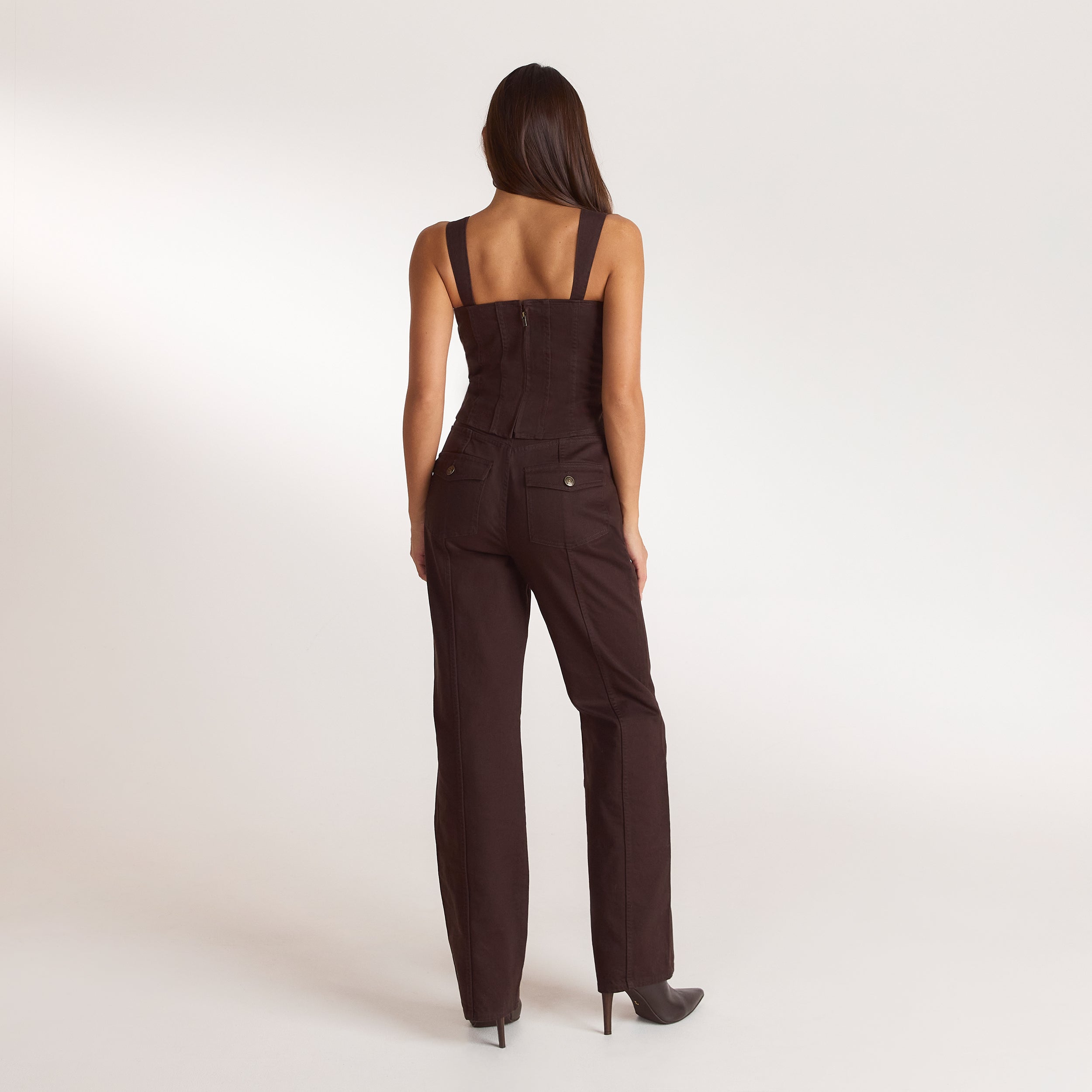 Korsett-topp i denim | Korsett-topp i denim - Choklad