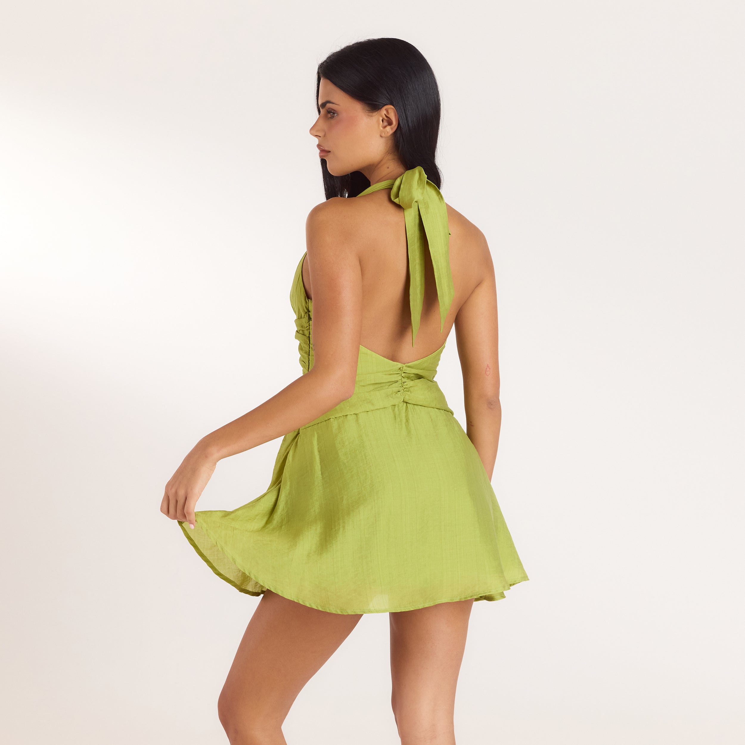 Miniklänning i Tencel | Miniklänning i Tencel - Limegrön