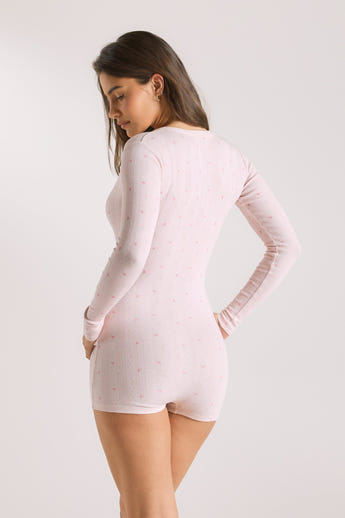 Pointelle Romper - Blommig Rosa alternate