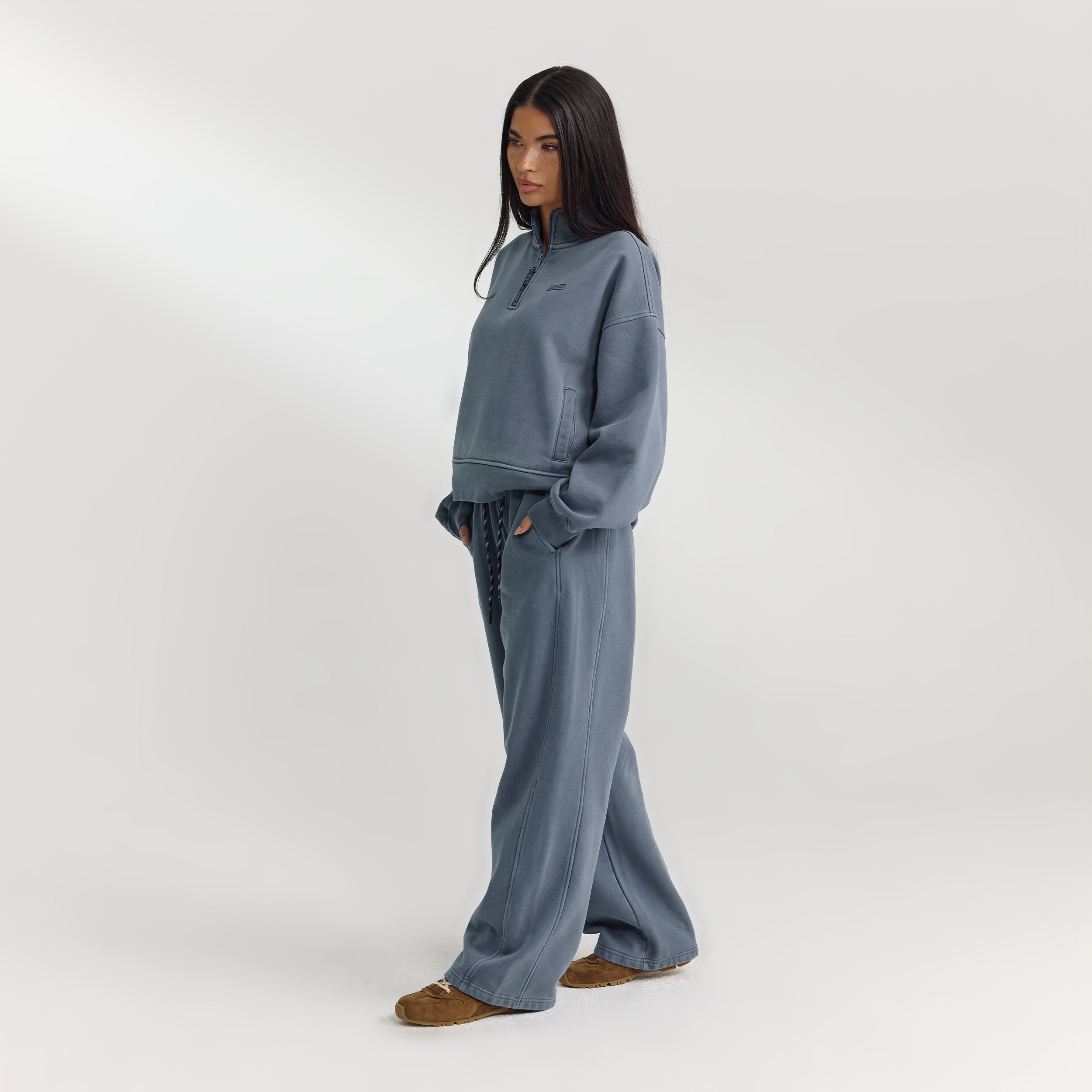 Tröja med Kvart Dragkedja | Tröja med Kvart Dragkedja - Tvättad Blå