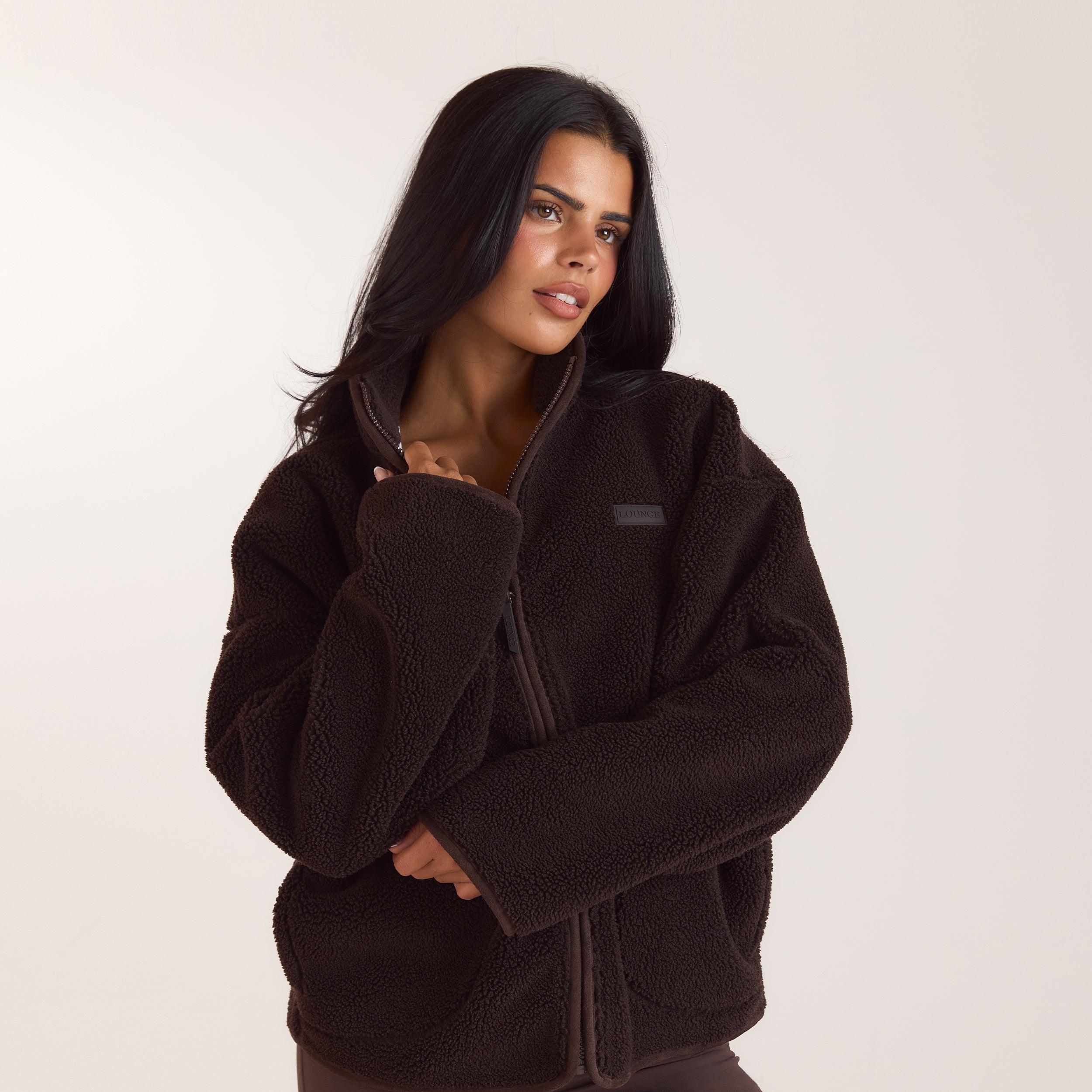 Teddy-Fleece jacka med dragkedja | Teddy-Fleece jacka med dragkedja - Choklad