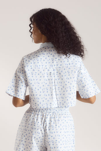 Bloom & Stripe Kortärmad Pyjamasskjorta - Blå alternate