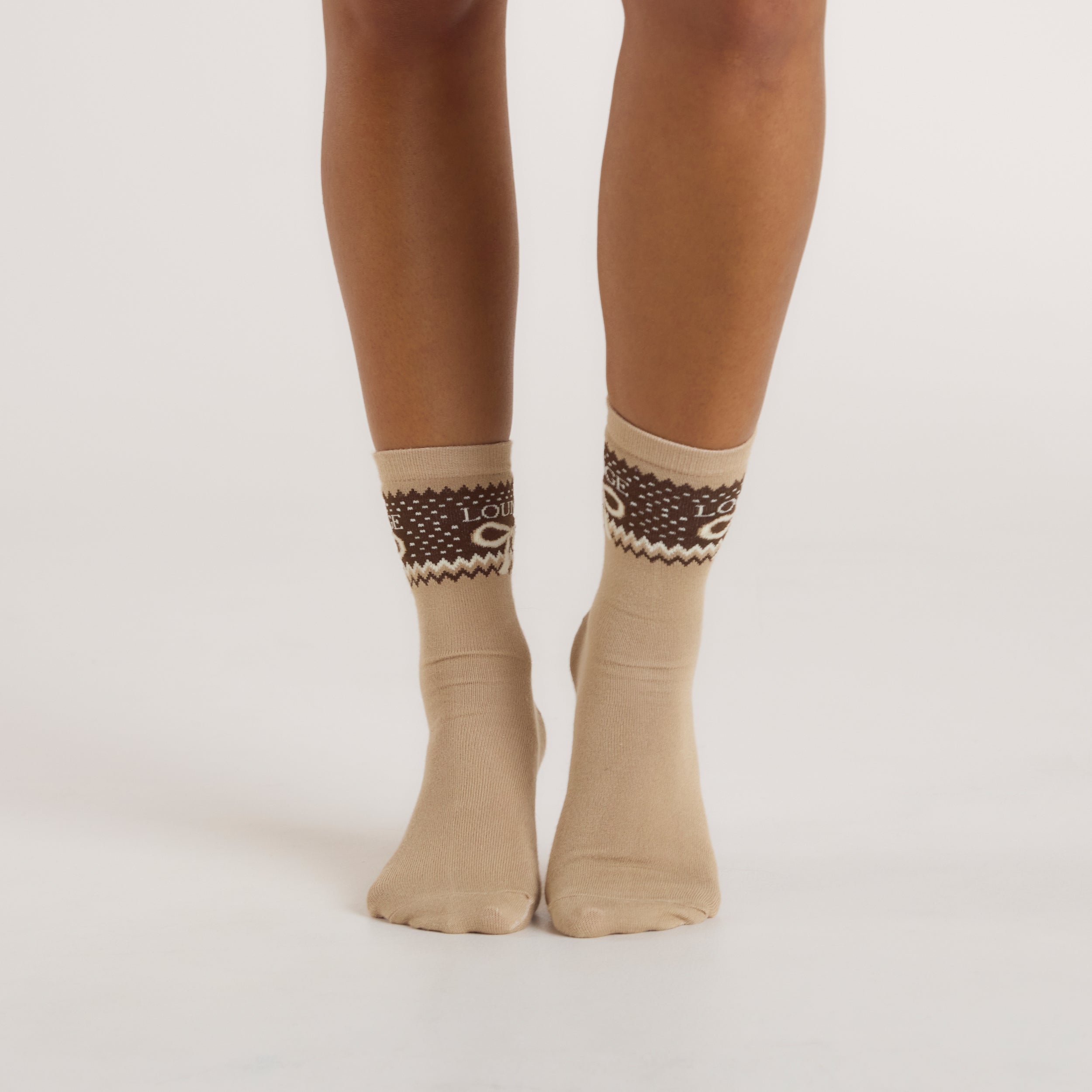 Fairisle Strumpor | Fairisle Strumpor - Brun/Krämfärgad