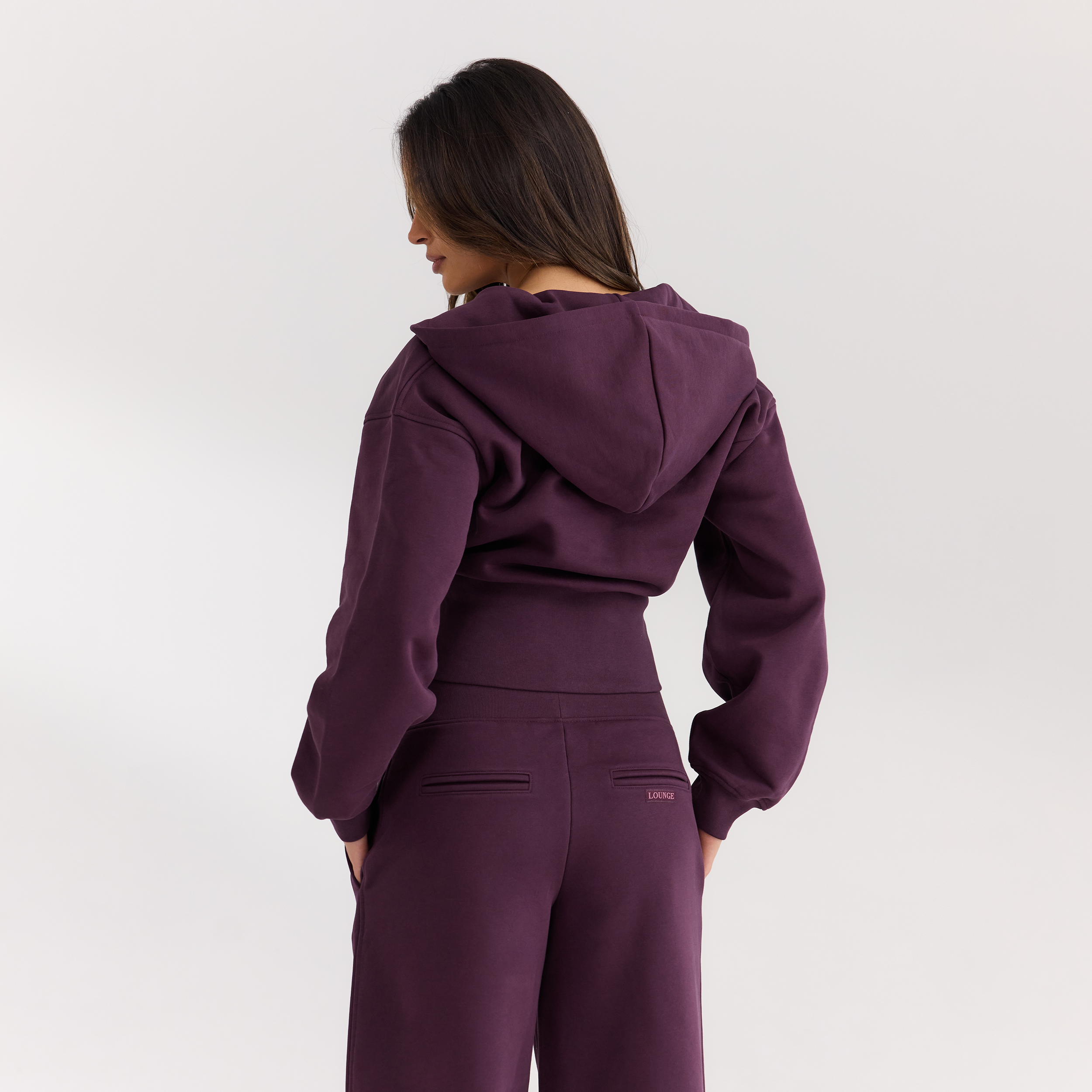 Hoodie med figurnära midja och dragkedja | Hoodie med figurnära midja och dragkedja - Körsbärslack