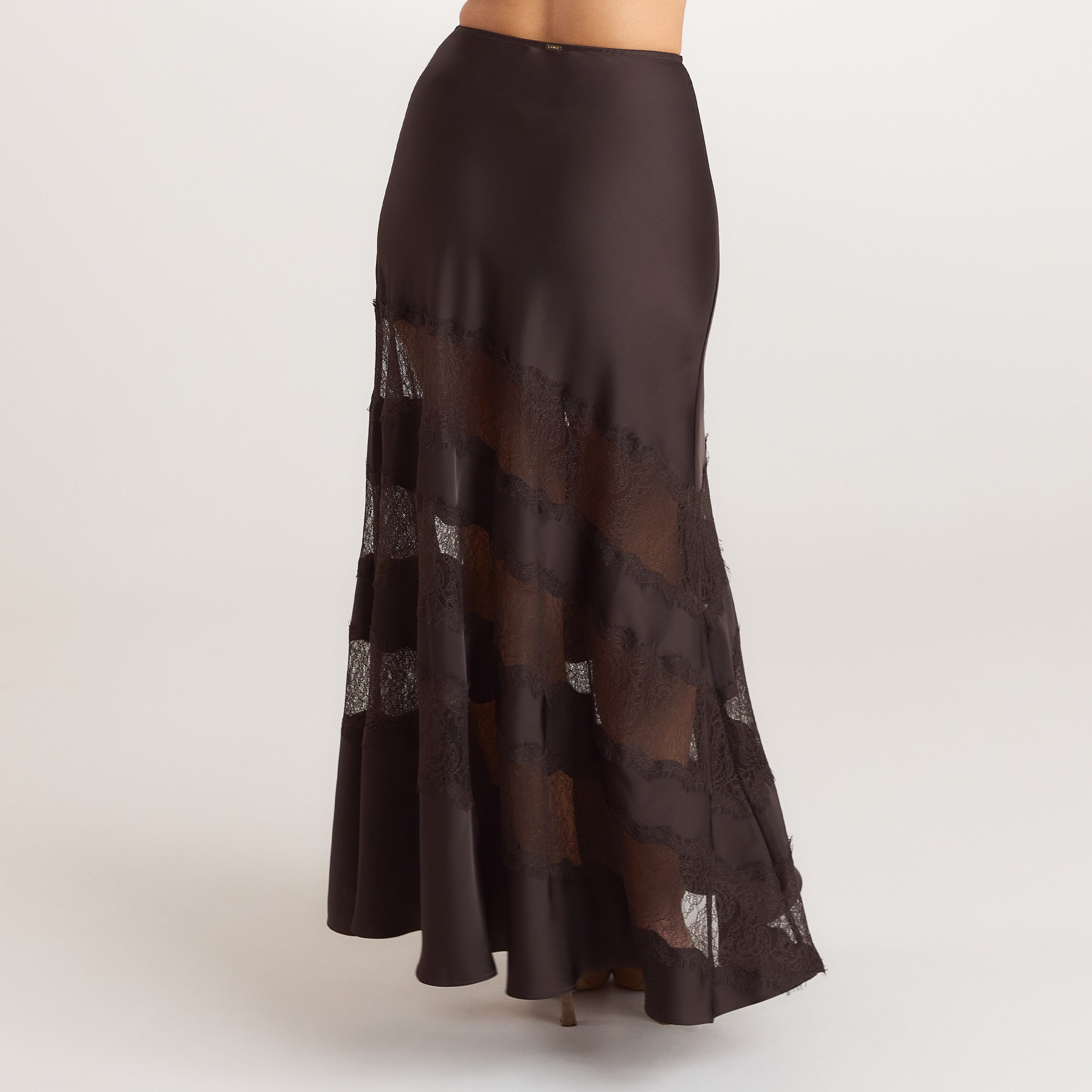 Lace Trim Maxikjol | Lace Trim Maxikjol - Choklad