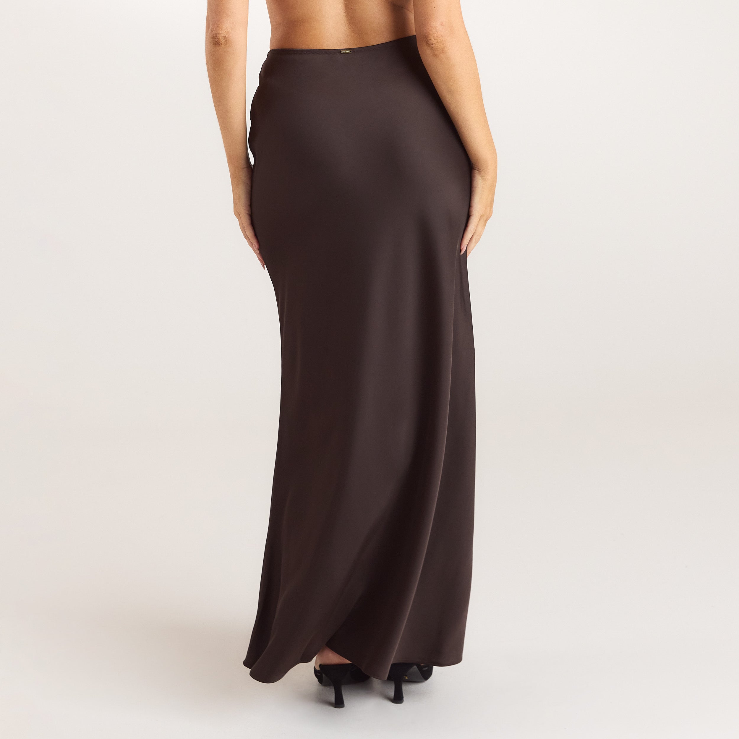 Satin Fitted Maxikjol | Satin Fitted Maxikjol - Choklad