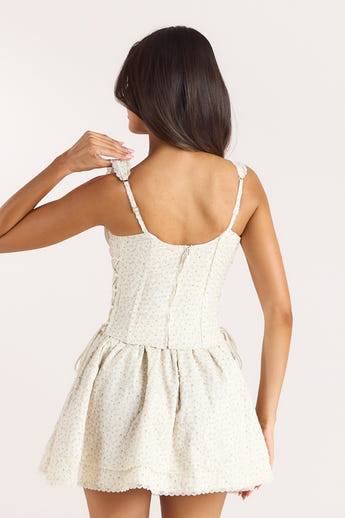Ruched Korsettopp - Blommig Krämfärg alternate