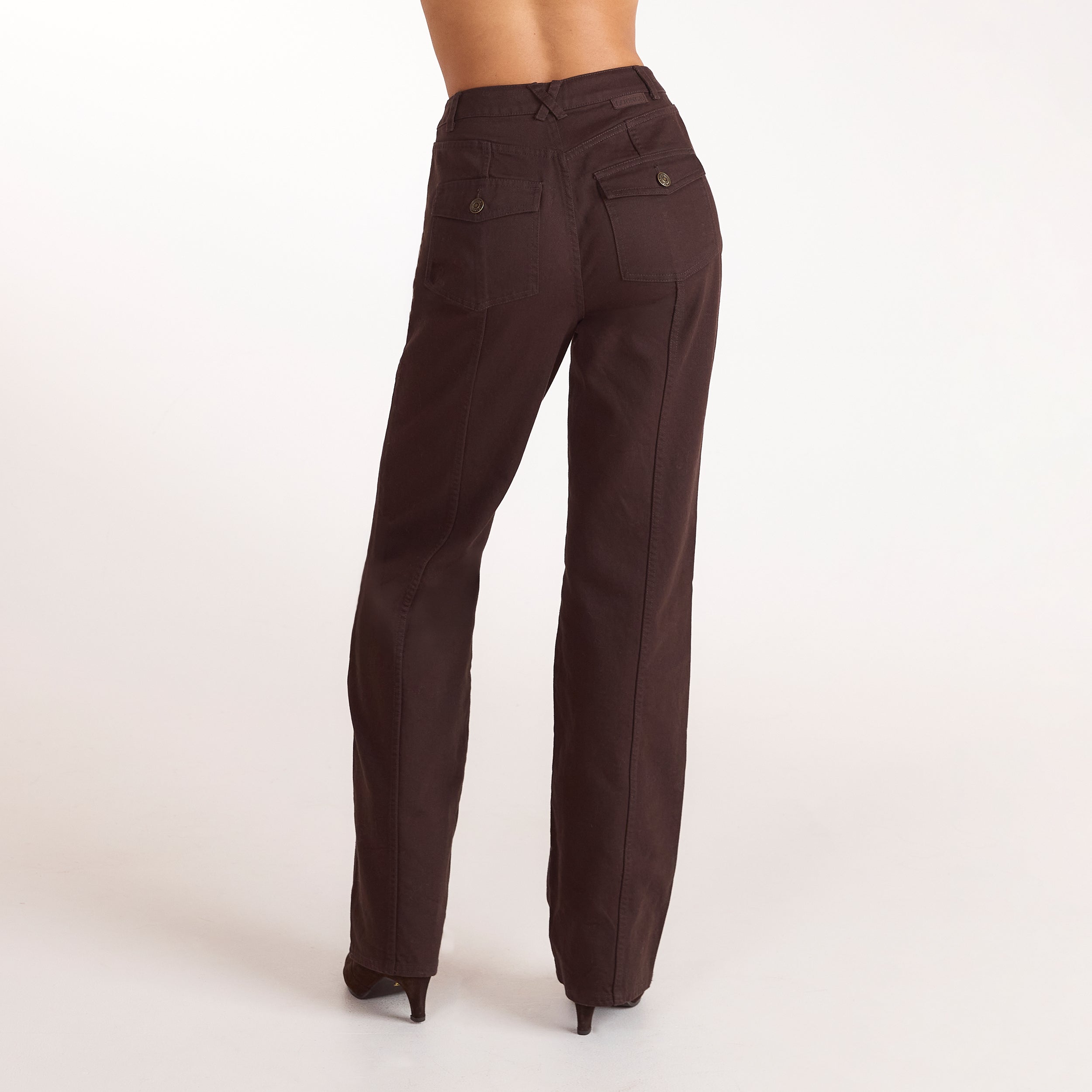 Denimkorsett Jeans med raka ben - Choklad alternate