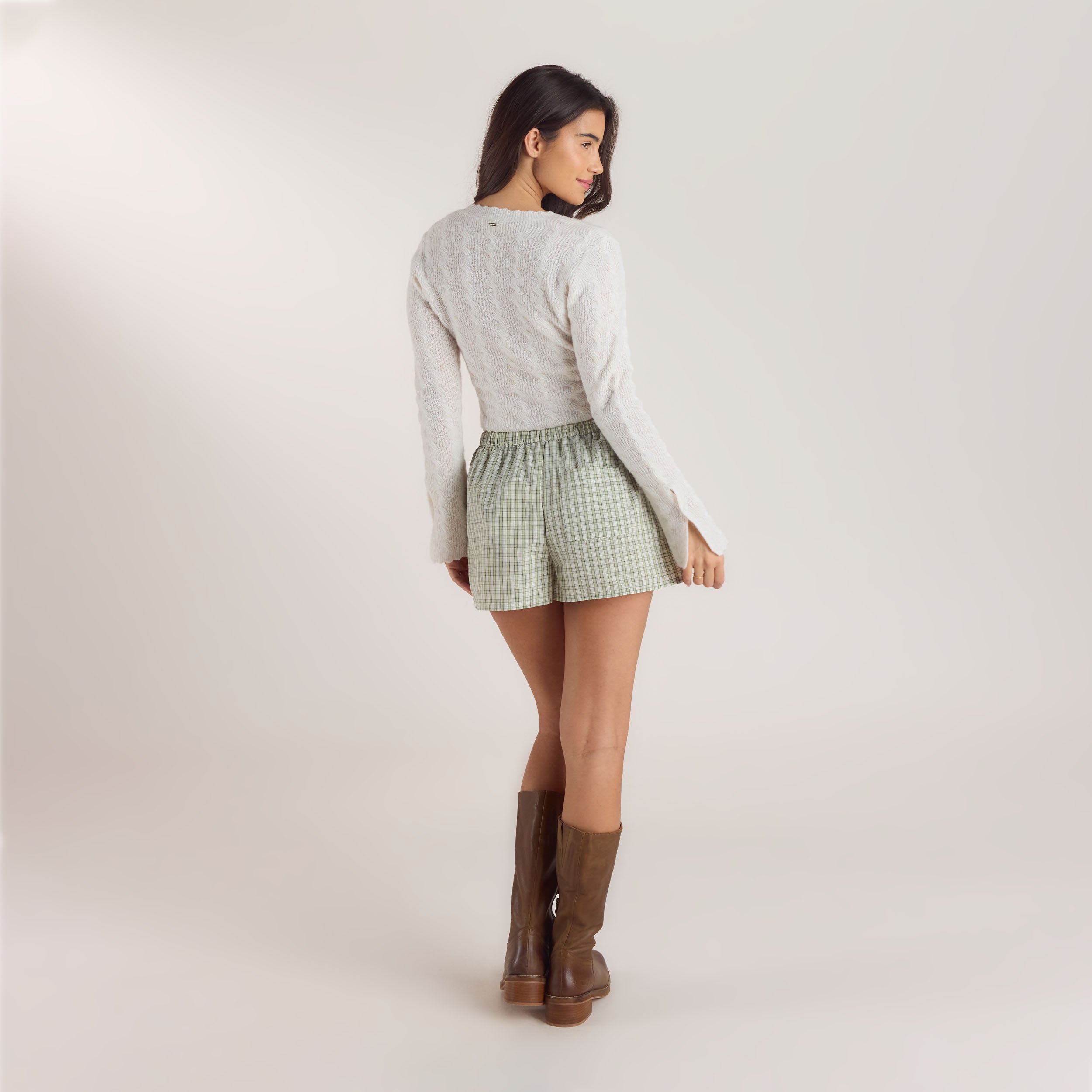 Check Shorts i Bomull - Grön alternate