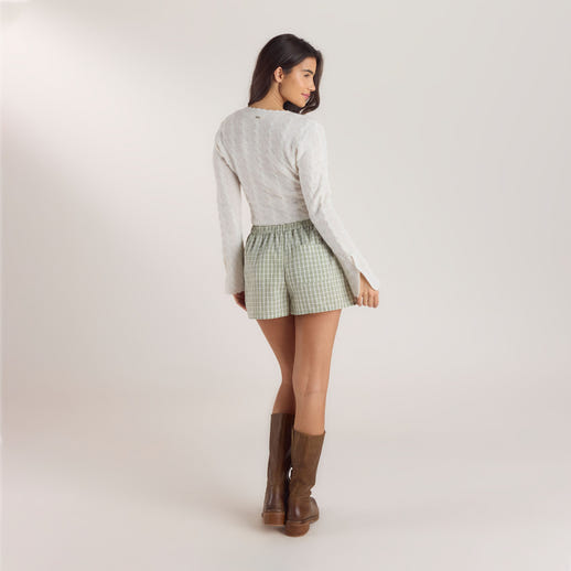 Check Shorts i Bomull - Grön alternate