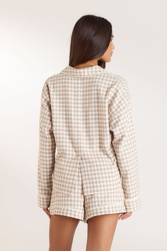 Gingham Pyjamasskjorta - Beige alternate