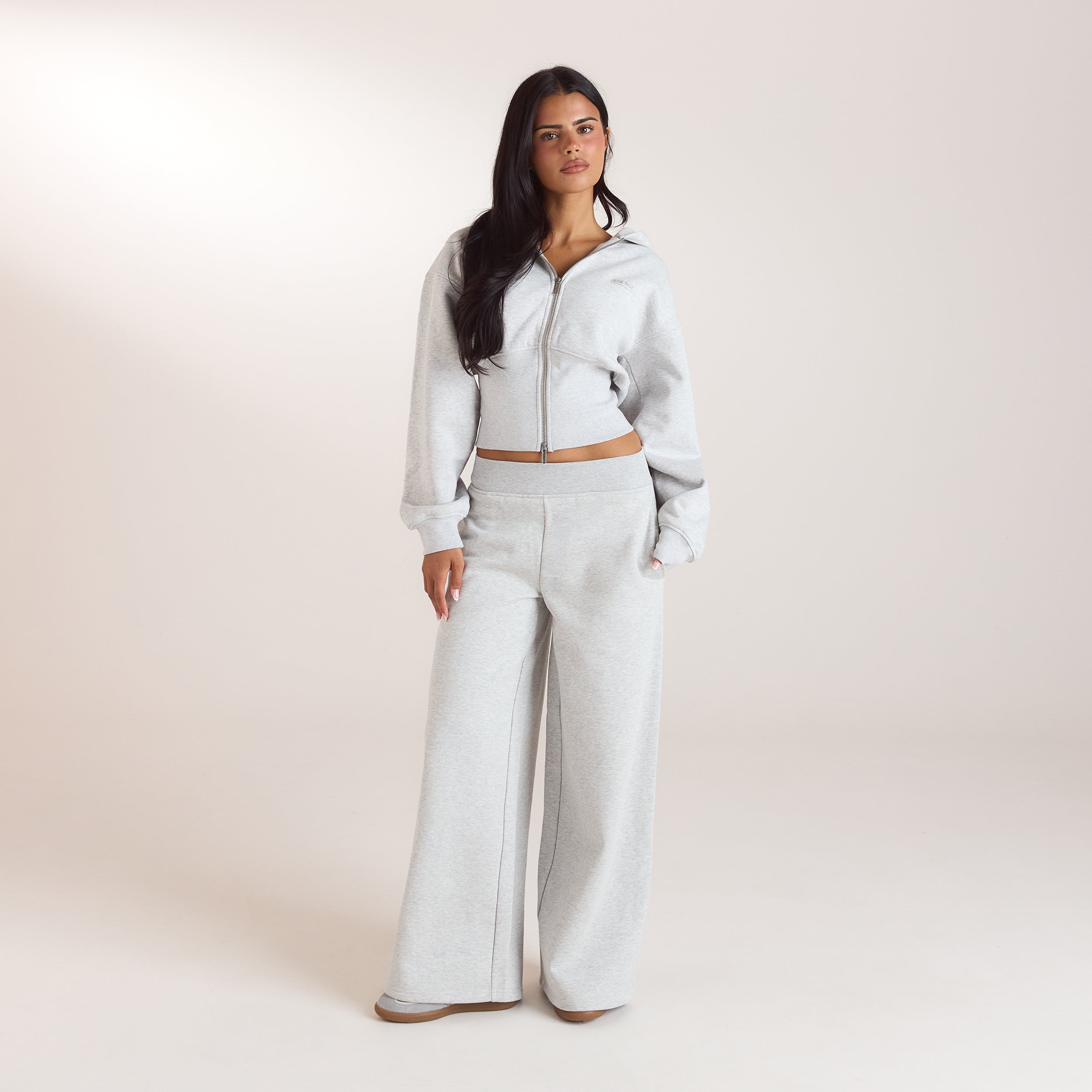 Hoodie med figurnära midja och dragkedja | Hoodie med figurnära midja och dragkedja - Grå