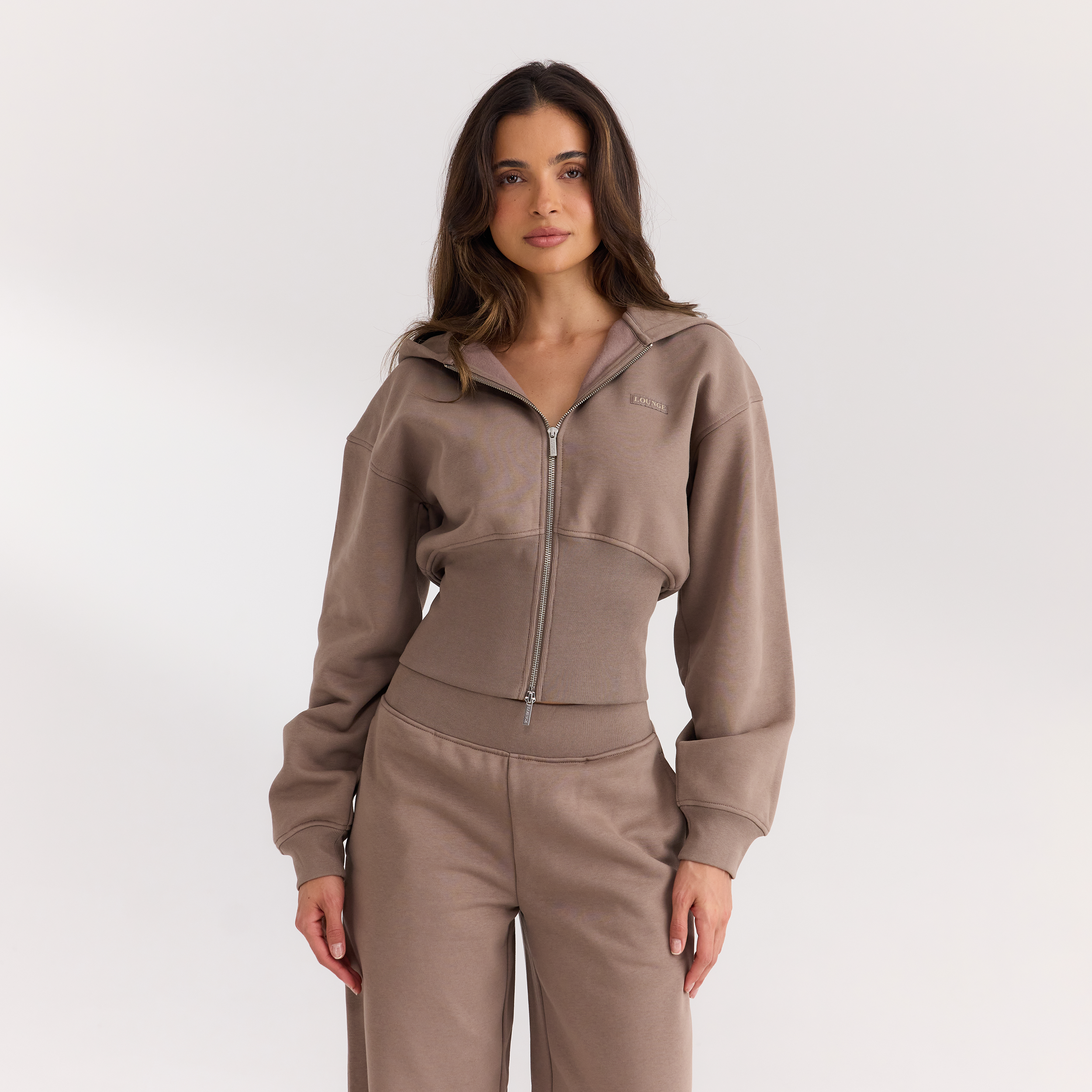 Hoodie med figurnära midja och dragkedja | Hoodie med figurnära midja och dragkedja - Mushroom