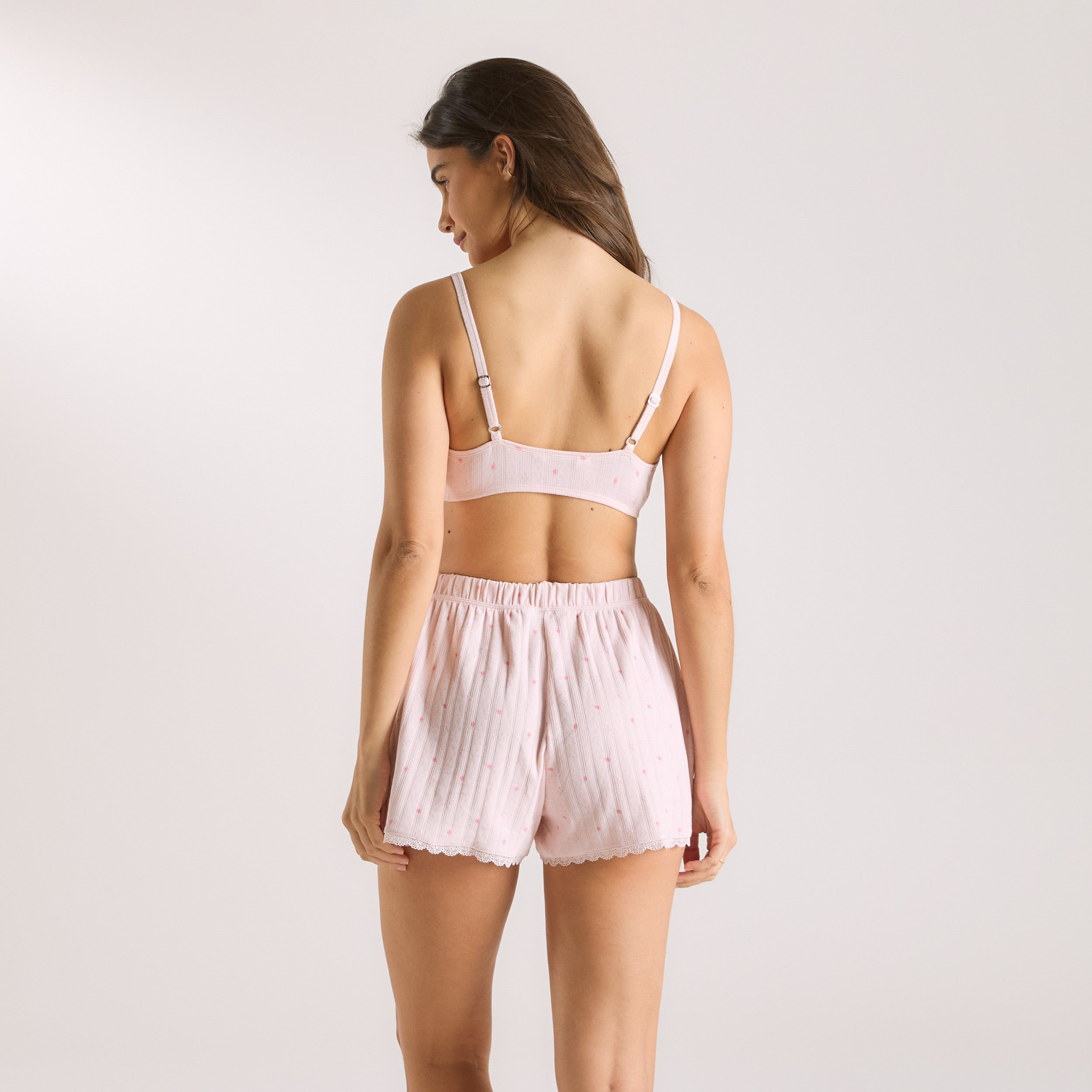 Pointelle Bralette | Pointelle Bralette - Blommig Rosa