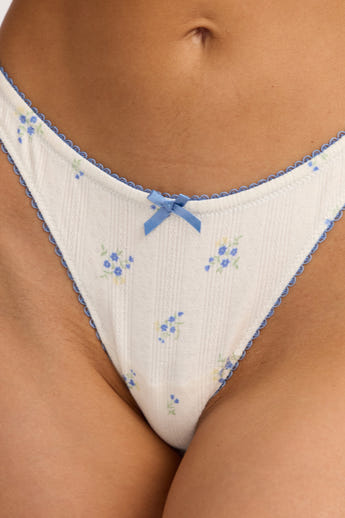 Pointelle Stringtrosor - Ditsy Blommigt Tryck alternate
