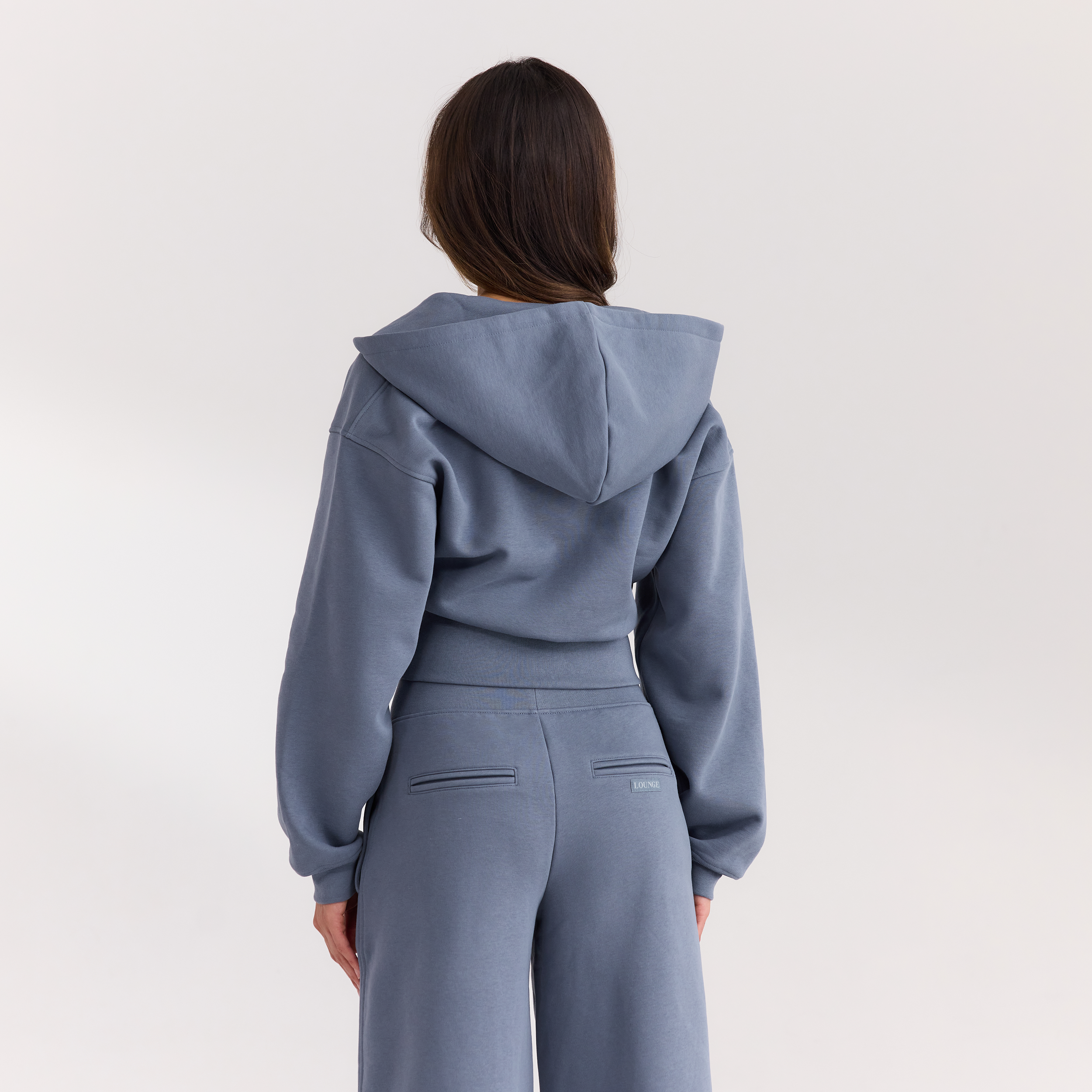 Hoodie med figurnära midja och dragkedja | Hoodie med figurnära midja och dragkedja - Skifferblå