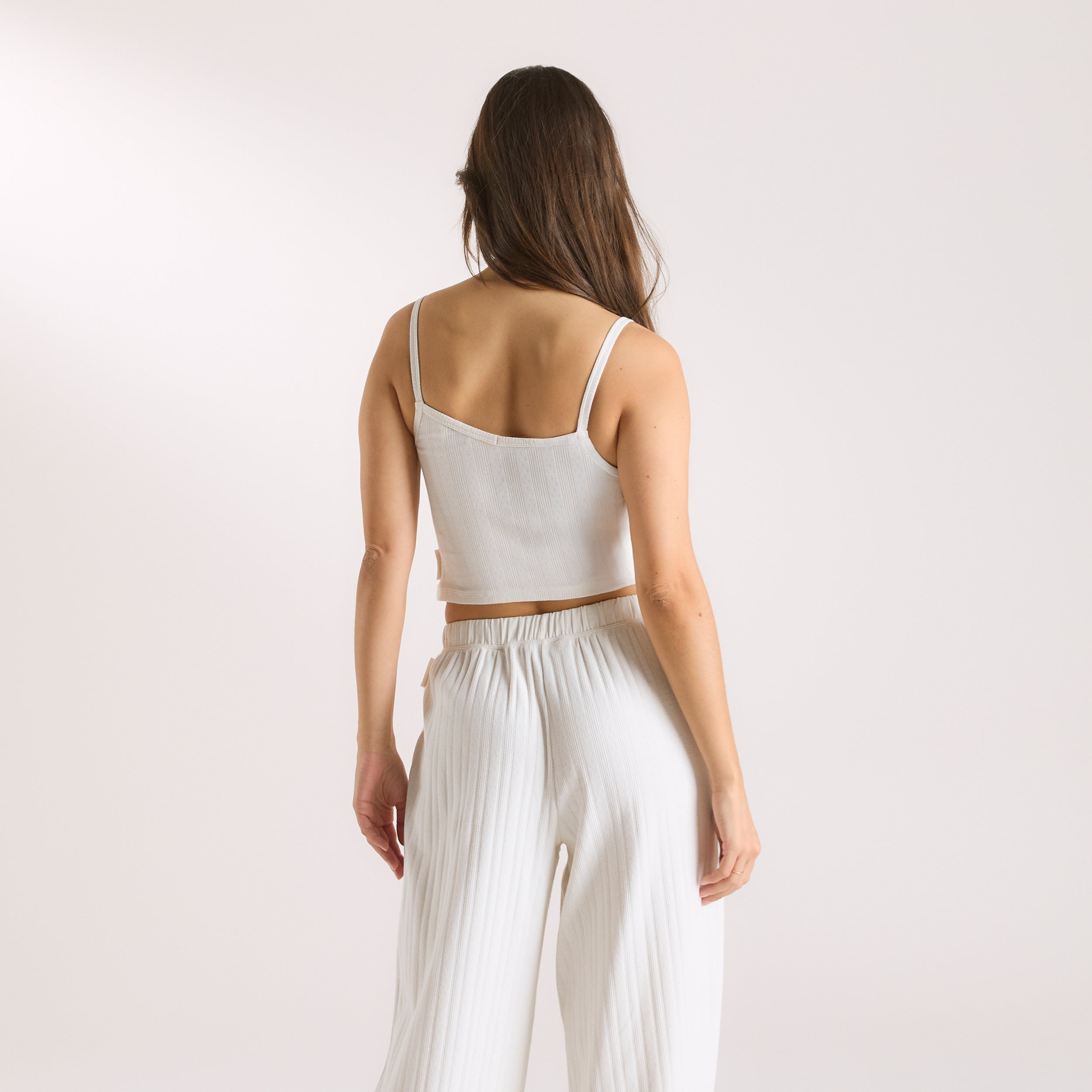 Pointelle Cami Pyjamatopp | Pointelle Cami Pyjamatopp - Krämfärgad