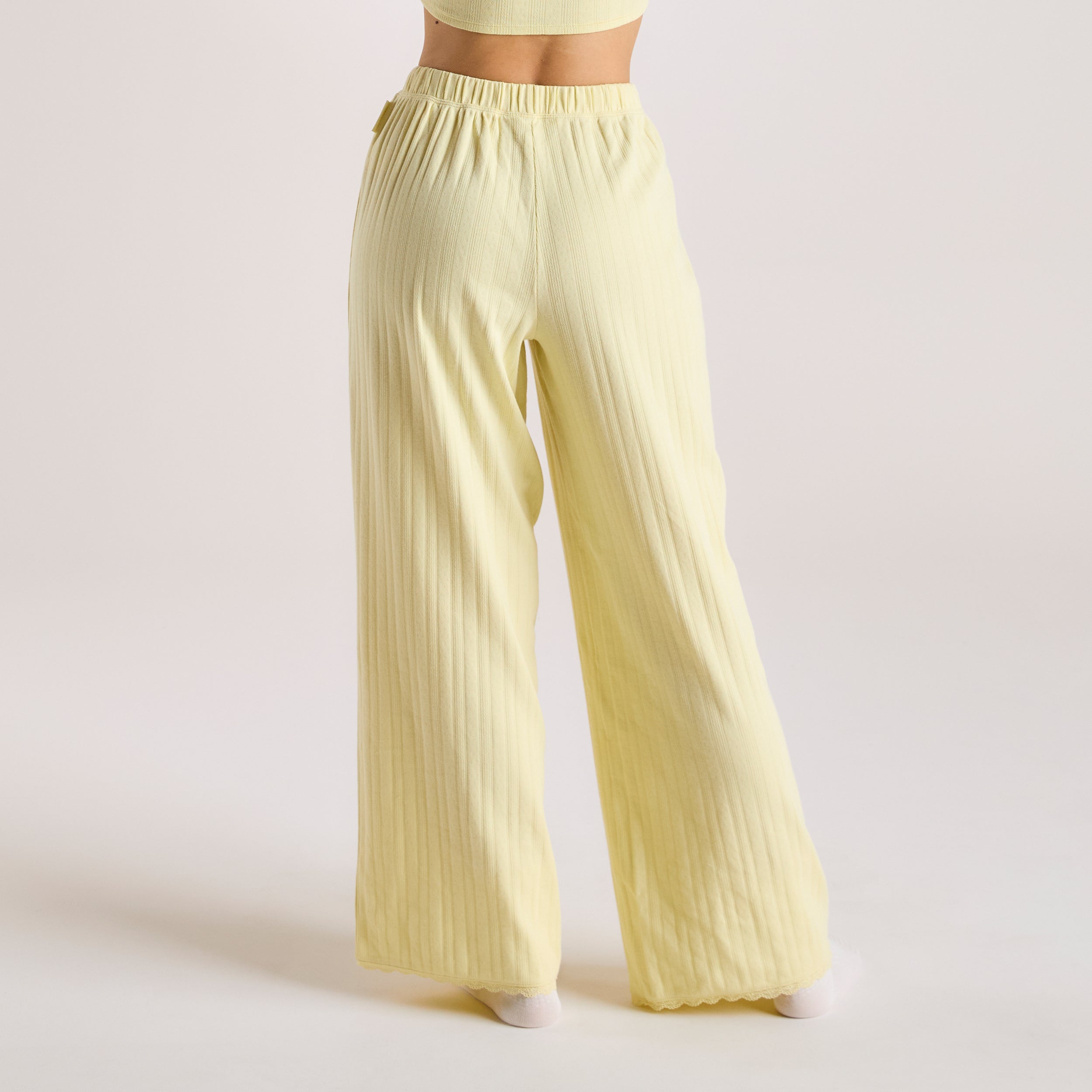 Pointelle Pyjamabyxor | Pointelle Pyjamabyxor - Smörblommig Gul