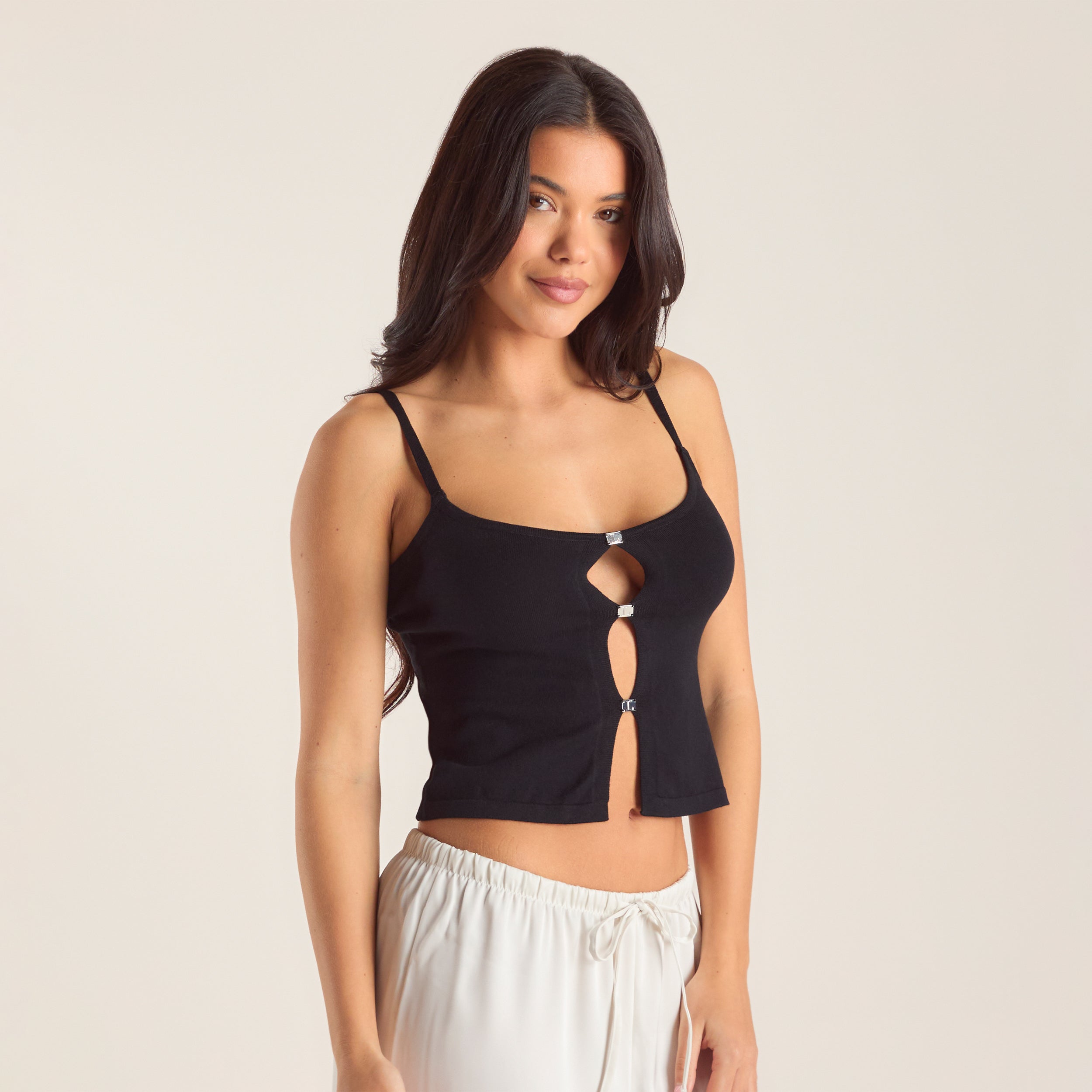 Stickad Cami-topp | Stickad Cami-topp - Svart