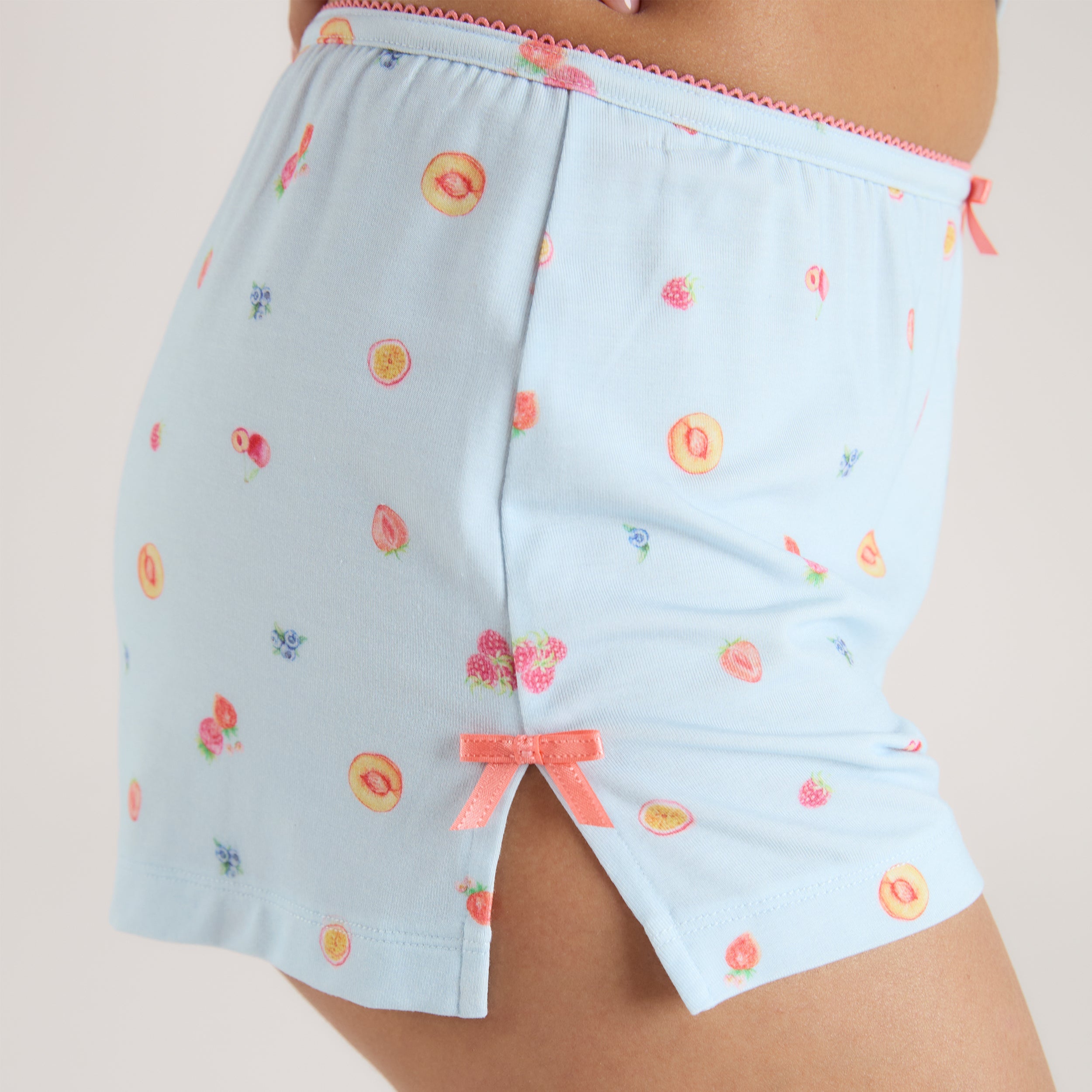 Modal Pyjama Shorts | Modal Pyjama Shorts - Blå Fruktmönster
