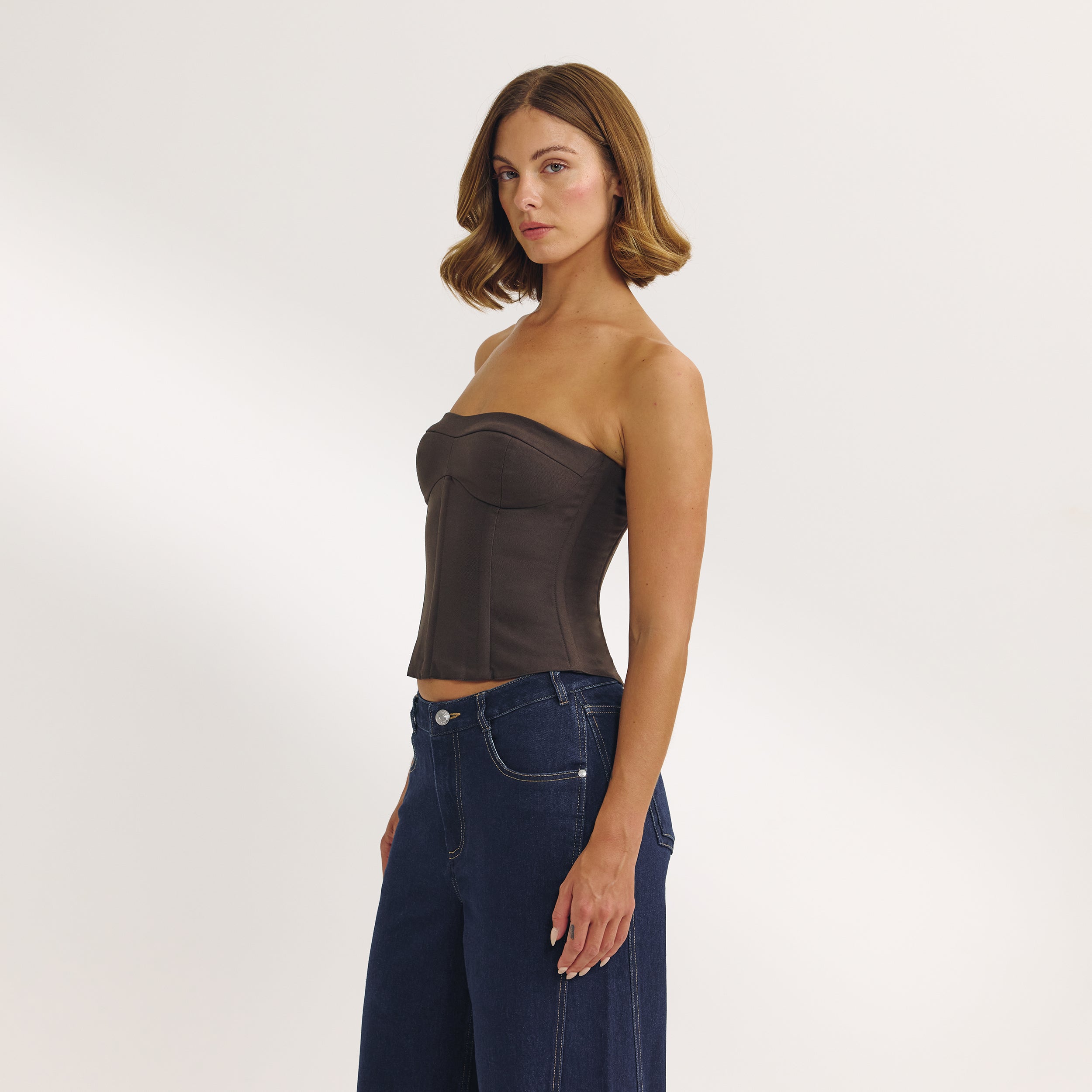 Bandeau Corset Top | Bandeau Corset Top - Mörkbrun