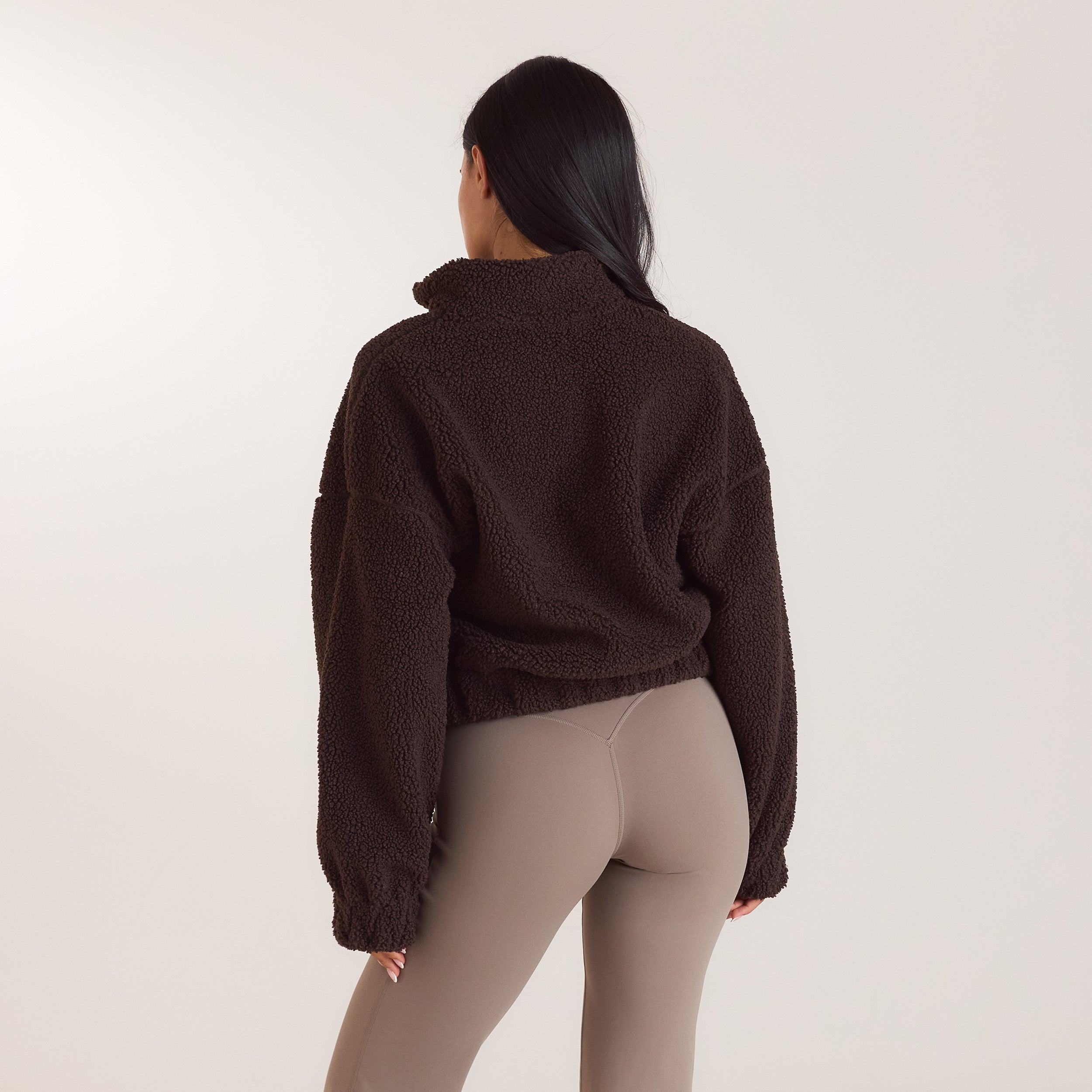 Teddy-Fleece jacka med polo & dragkedja | Teddy-Fleece jacka med polo & dragkedja - Mörk Choklad