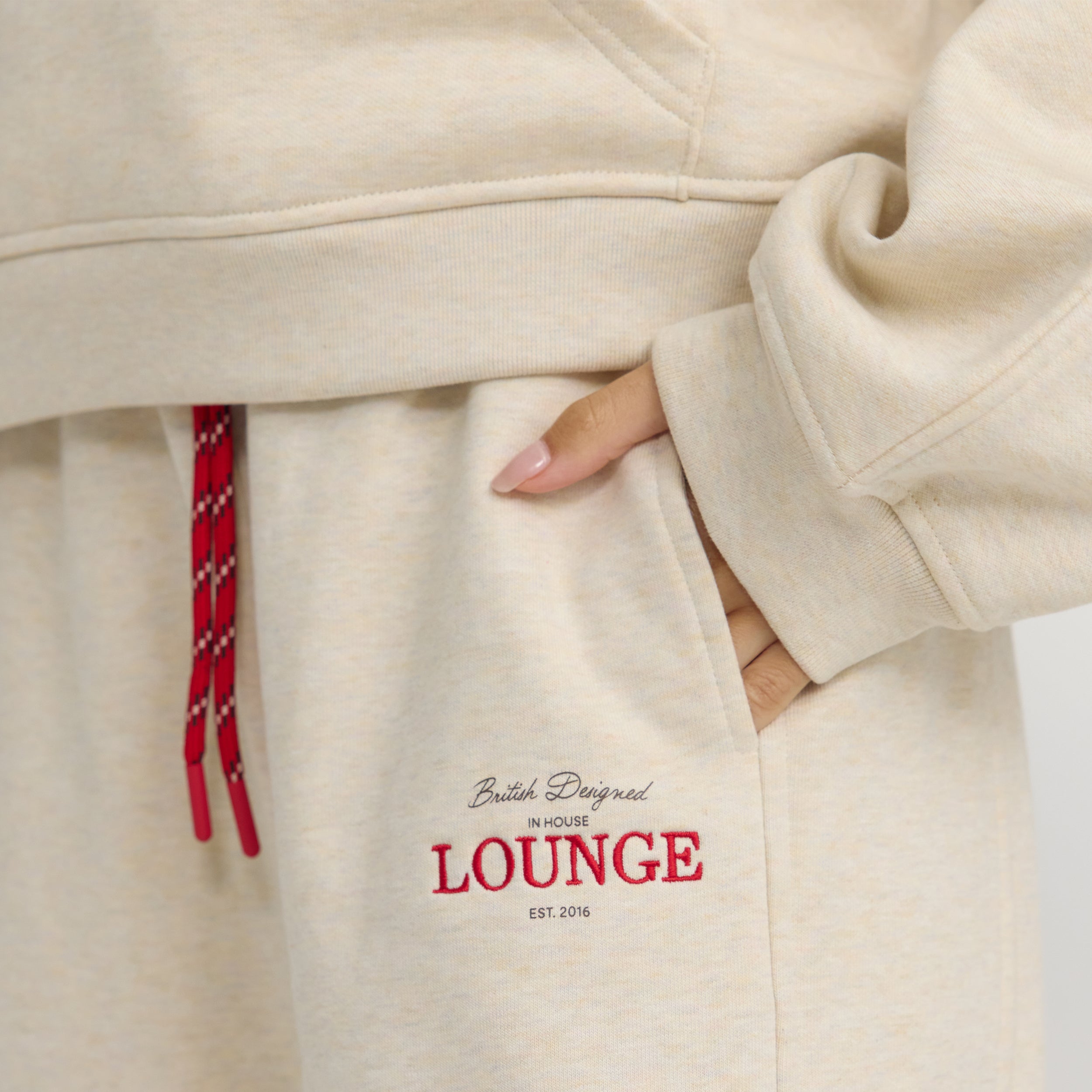 Joggingbyxor med Rakt Ben - Havrefärgad Marl alternate